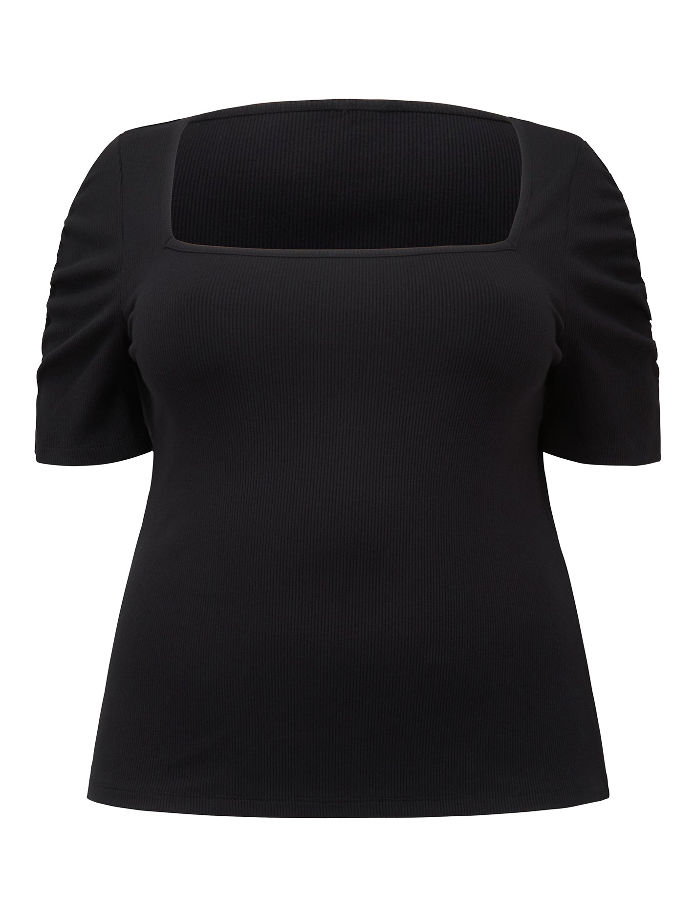Tobi Curve Square Neck Top Black_mannequin
