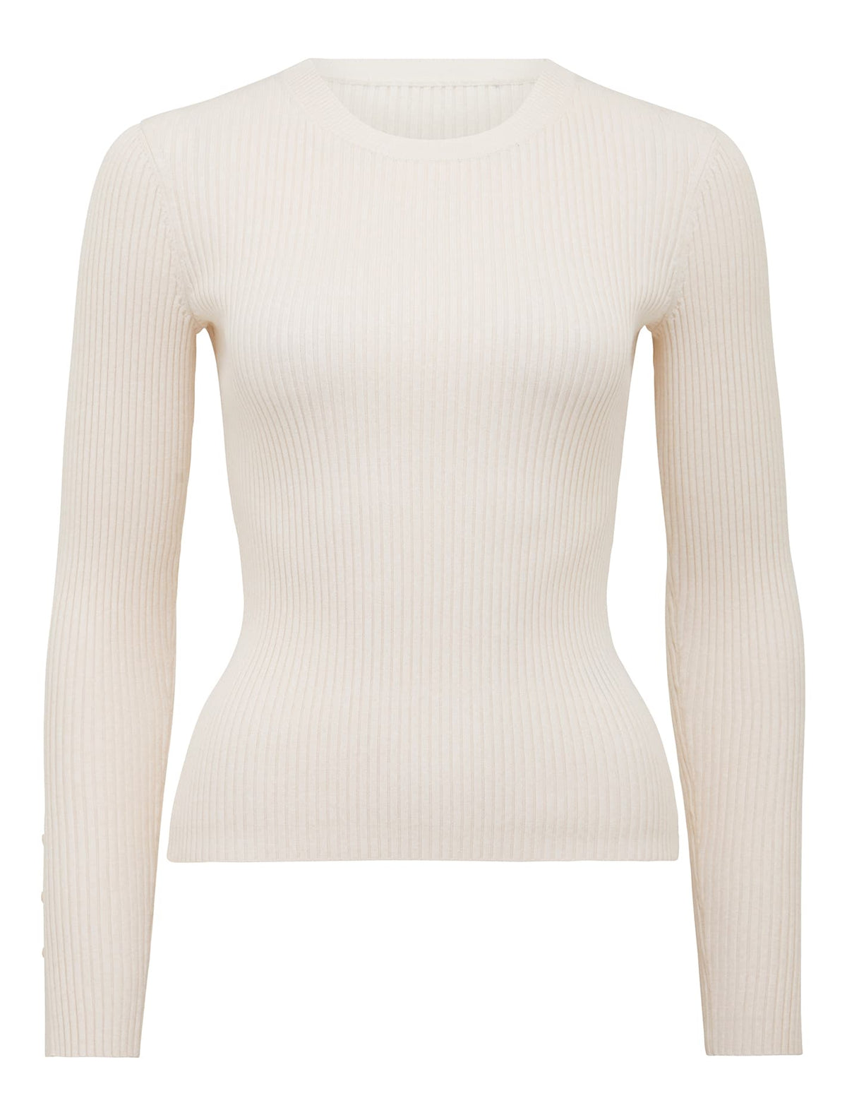 Selma Petite Rib Layering Knit Top Cream_mannequin