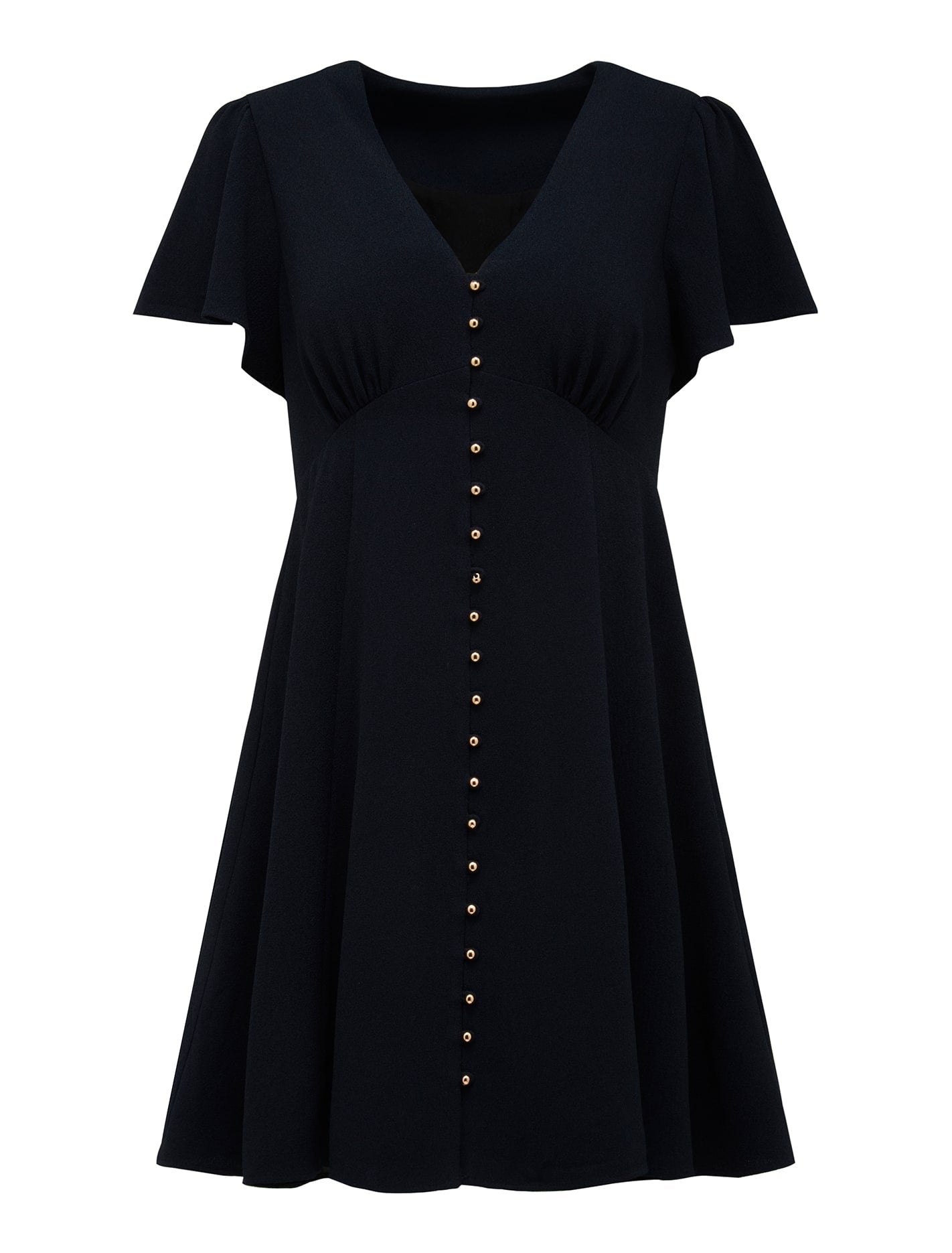Elodie Flutter Sleeve Dress Navy_mannequin
