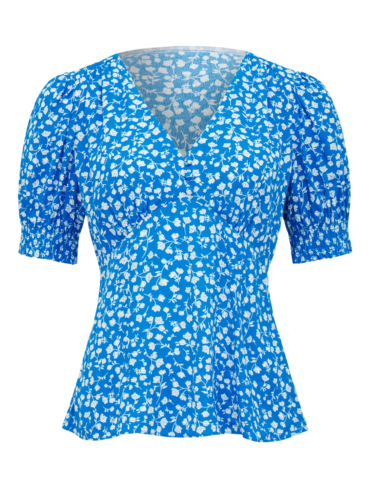 Aisha Printed Tie Waist Blouse Cobalt Clifton Ditsy_mannequin
