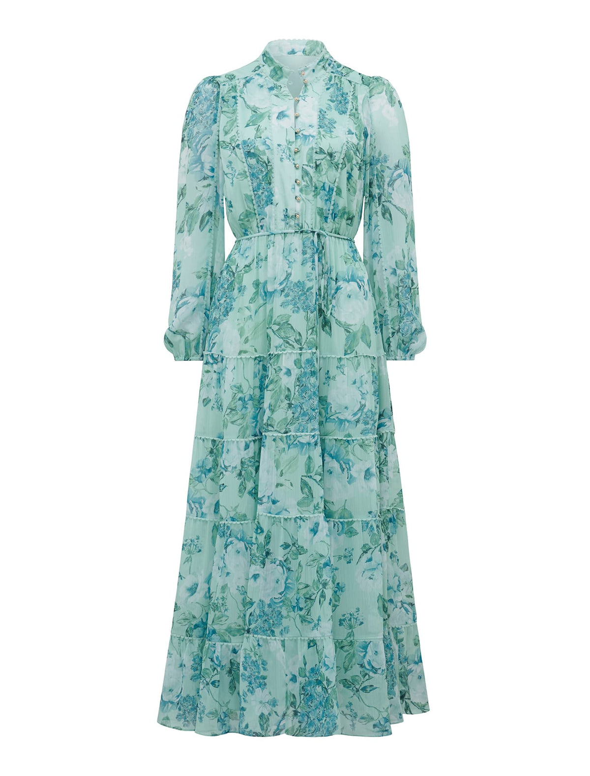 Rickie Button Up Midi Dress Mint Salisbury Floral_mannequin