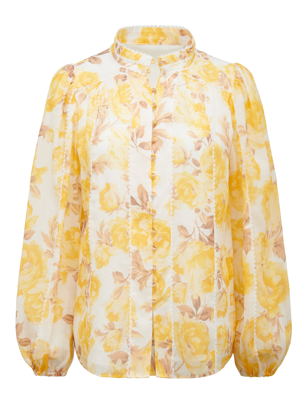 Meg Printed Trim Detail Blouse Hadley Floral_mannequin