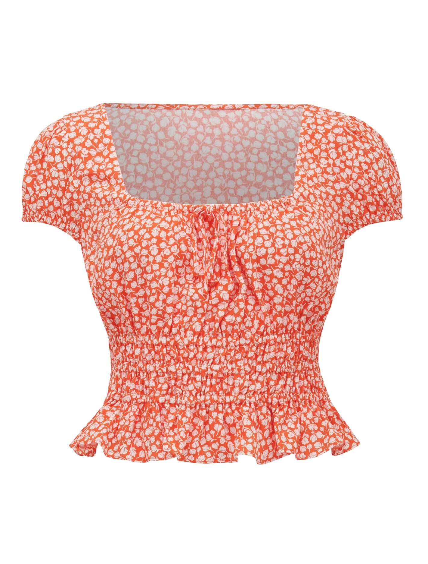 Cecilia Waisted Cap Sleeve Top Memphis Ditsy_mannequin