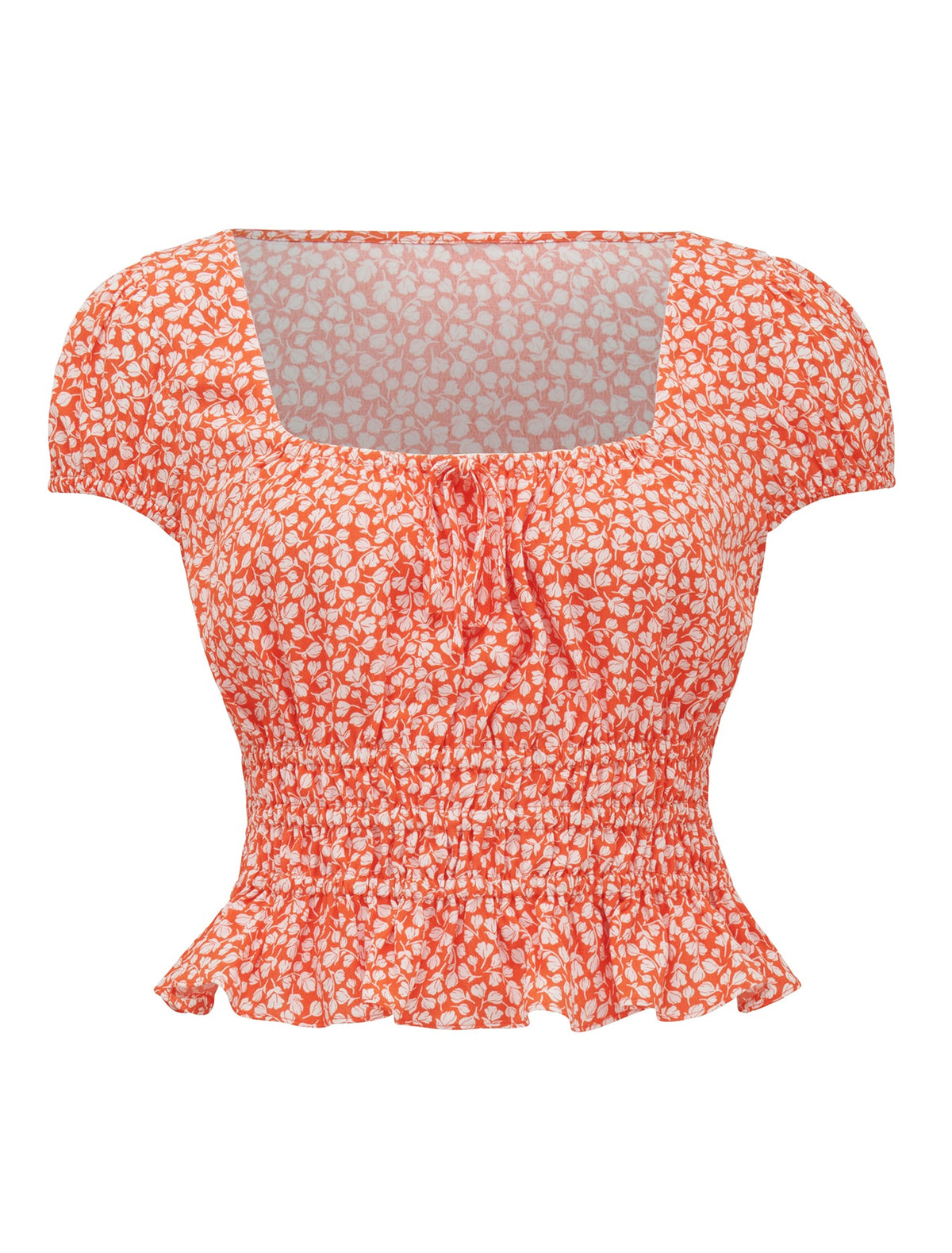 Cecilia Waisted Cap Sleeve Top Memphis Ditsy_mannequin