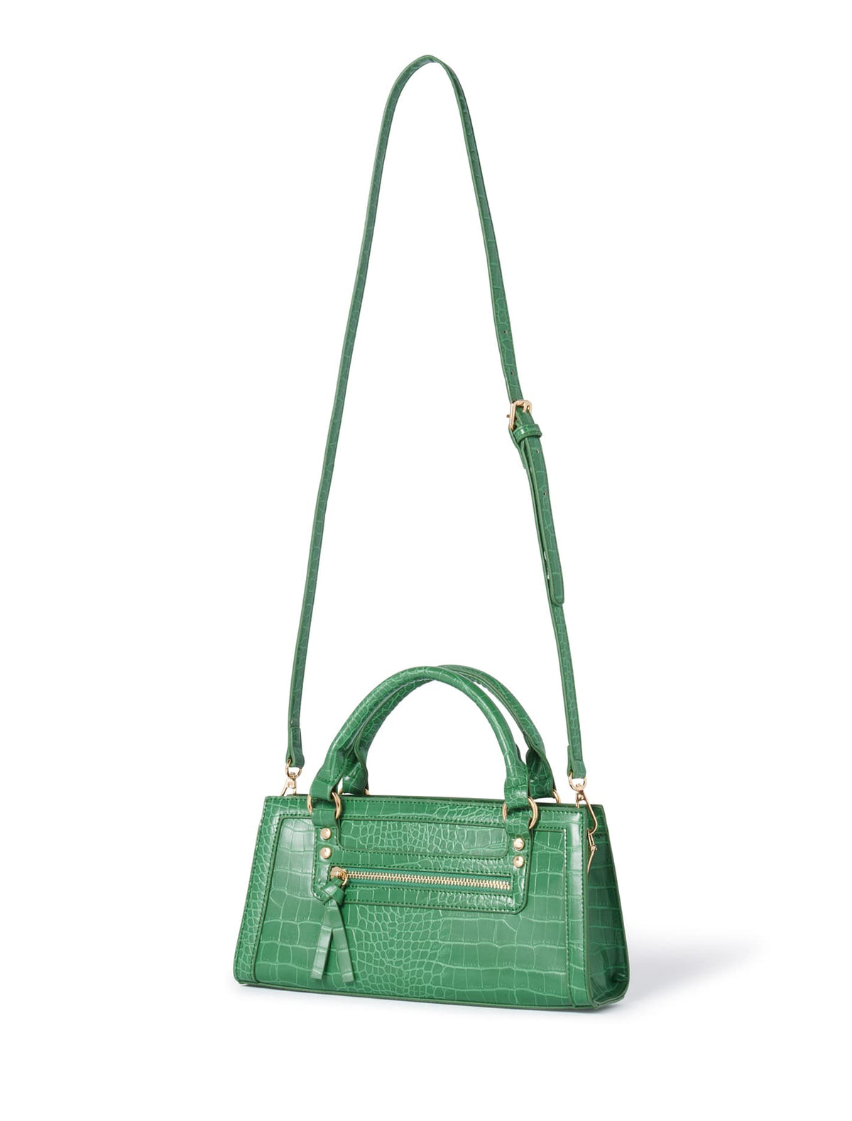Addison Zip Shoulder Bag Teal Croc_mannequin