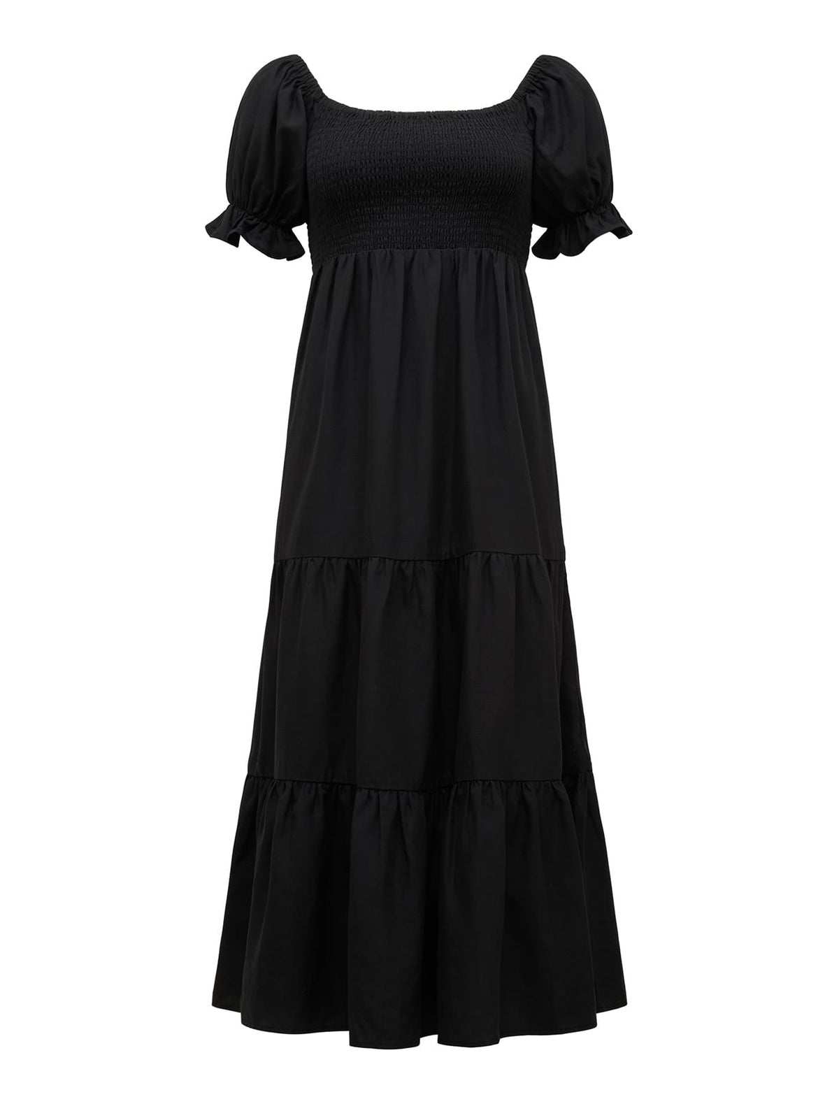 Luna Shirred Bodice Midi Black_mannequin