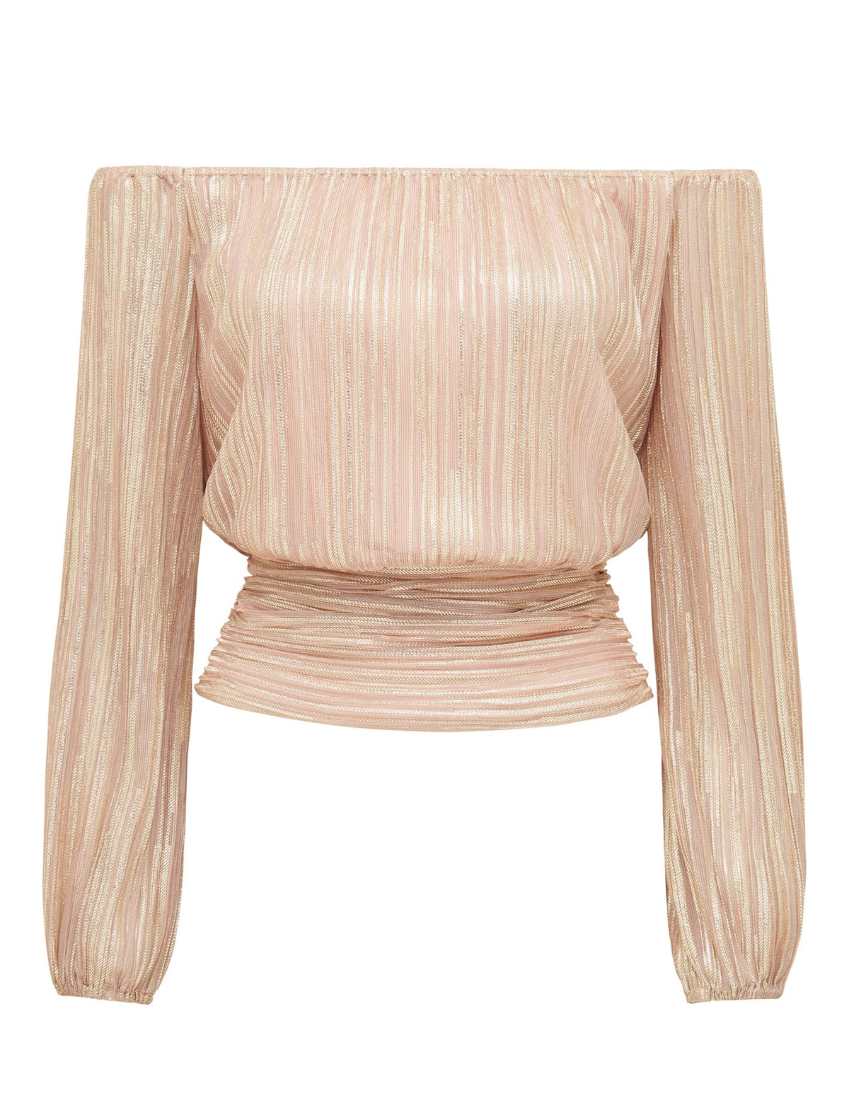 Keisha Plisse Bardot Top Blush_mannequin