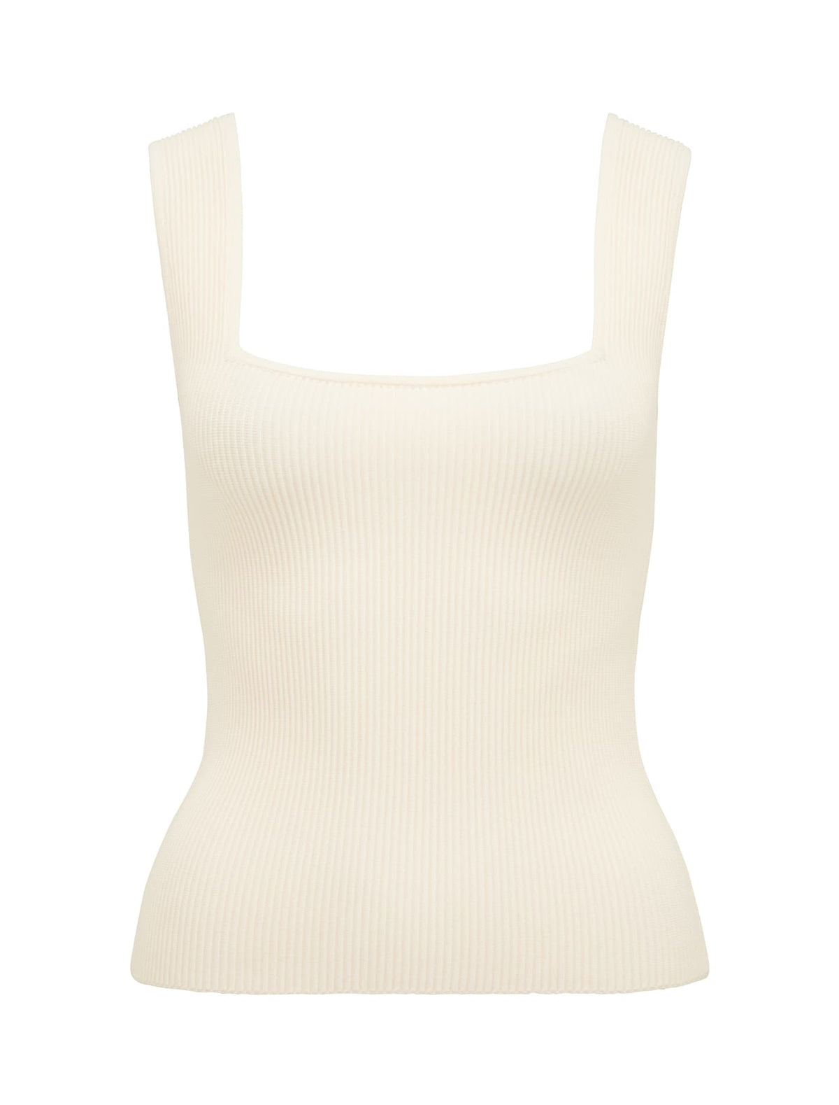 Bobbie Square Neck Knit Tank Cream_mannequin