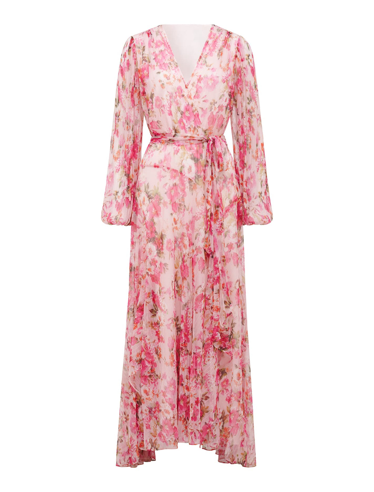 Regan Cascade Plisse Maxi Dress Berry Fairfield Floral_mannequin