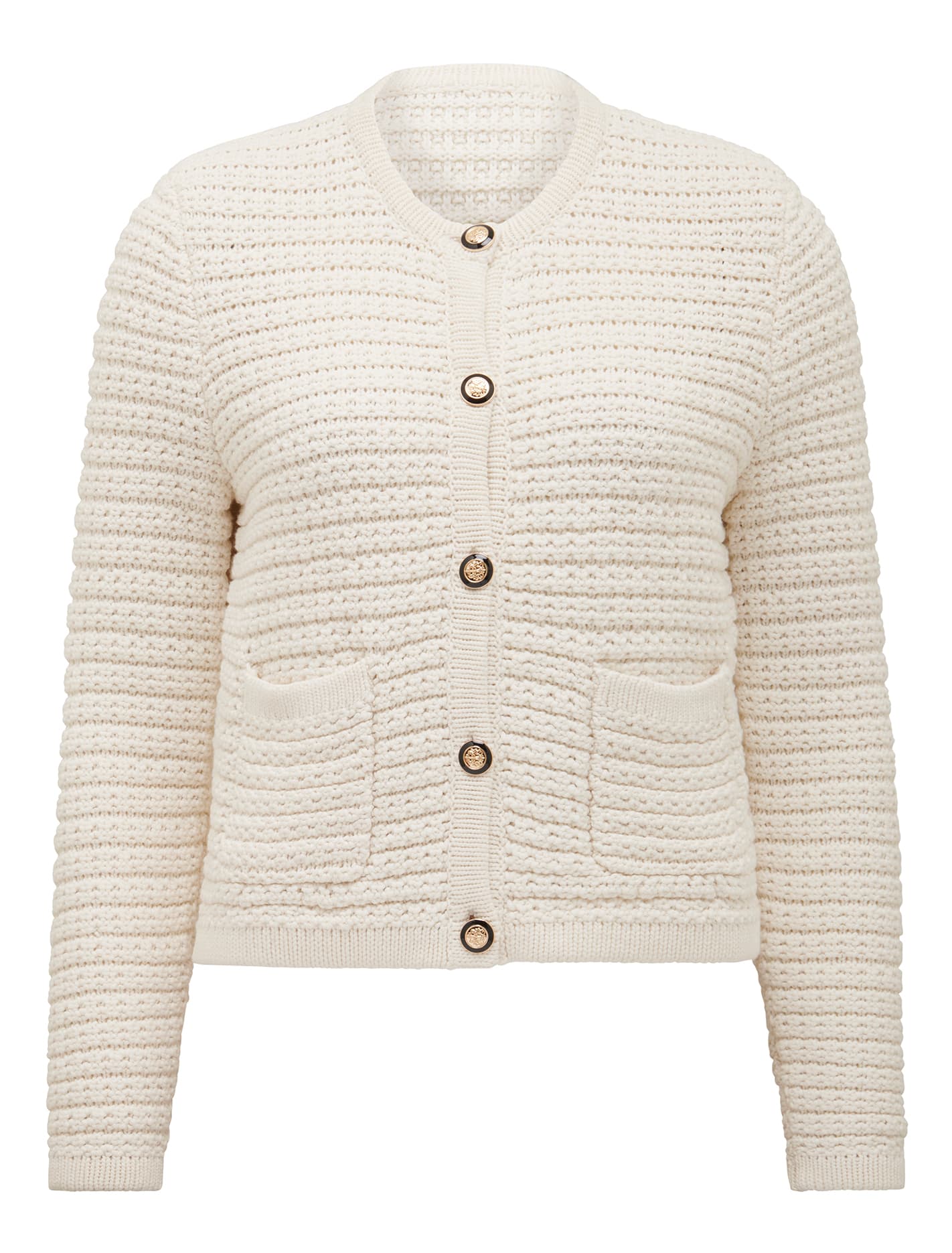 Chloe Textured Knit Cardigan Cream_mannequin
