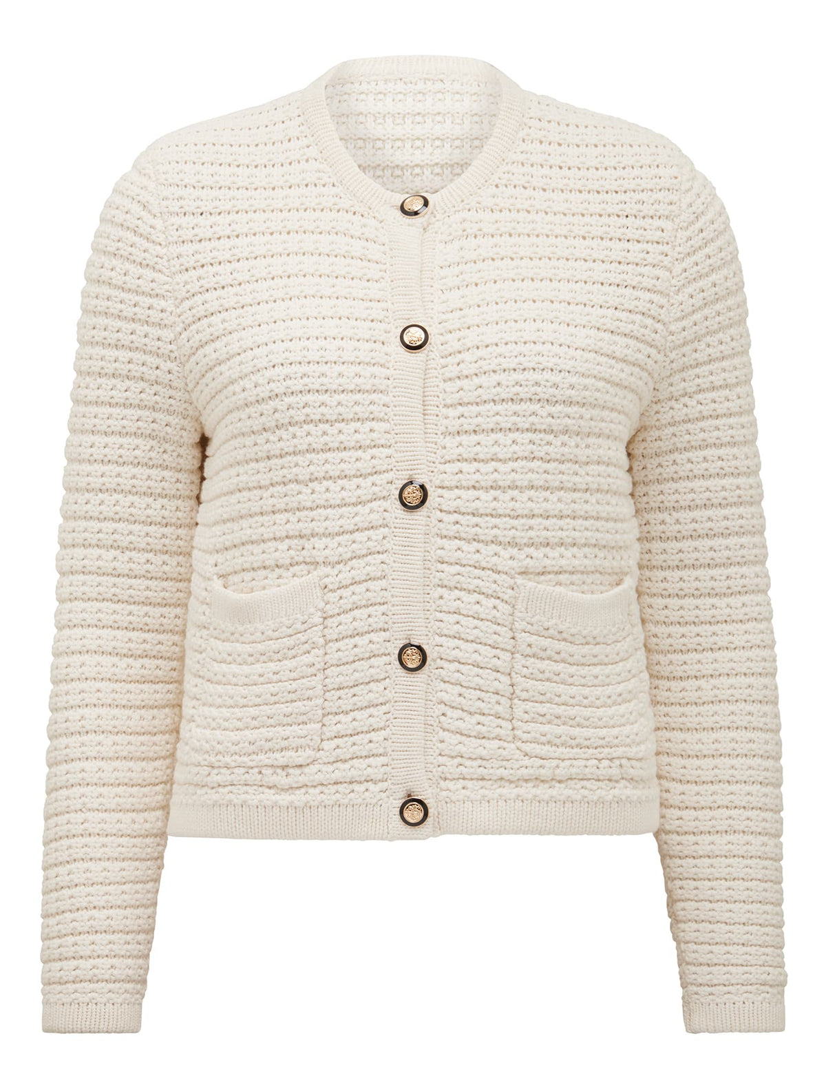 Chloe Textured Knit Cardigan Cream_mannequin