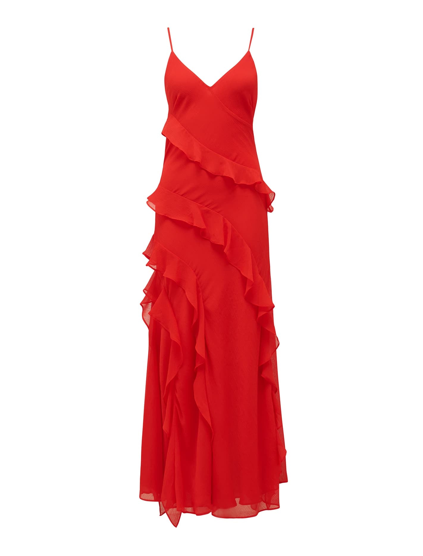 Poppy Asymm Ruffle Gown Chilli Red_mannequin