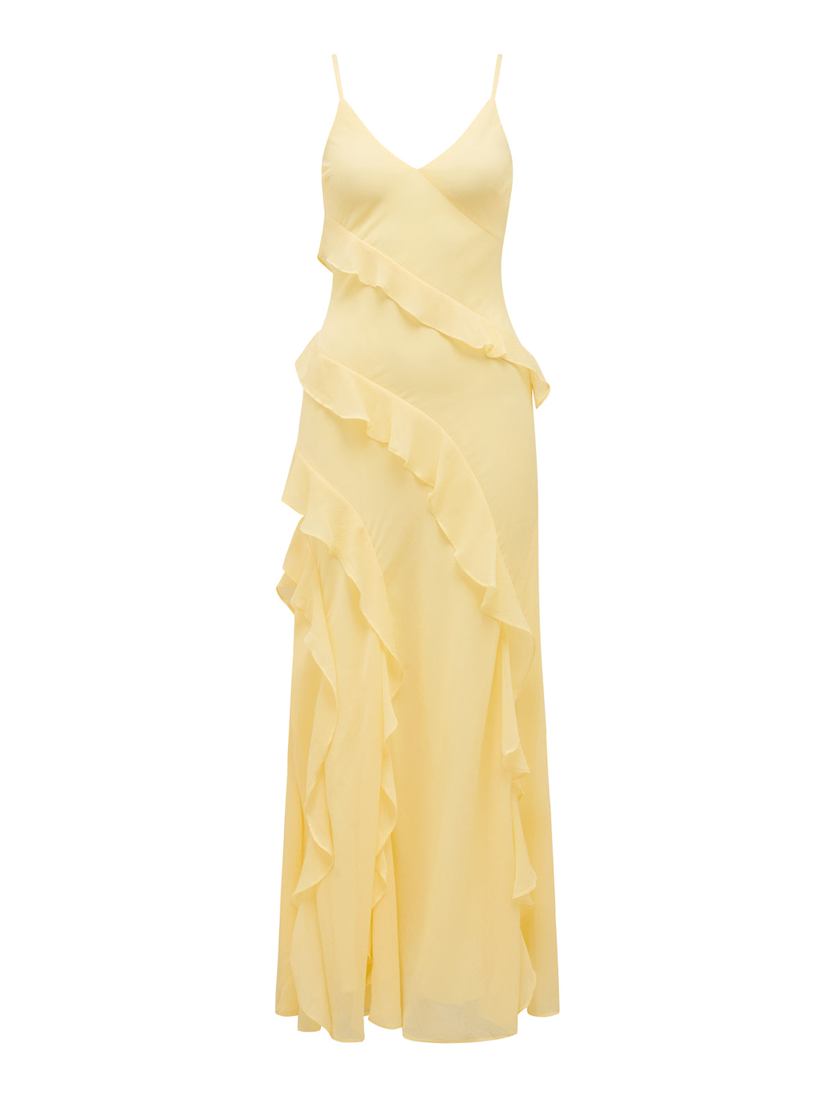 Poppy Ruffle Gown Pale Banana_mannequin