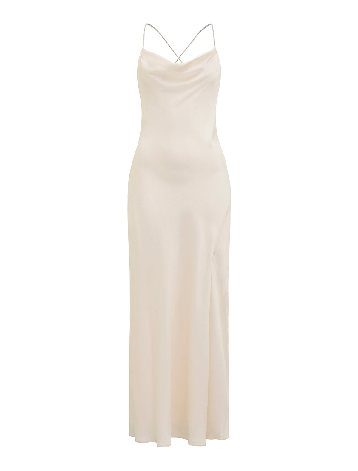Hannah Diamante Strap Satin Dress Ivory_mannequin