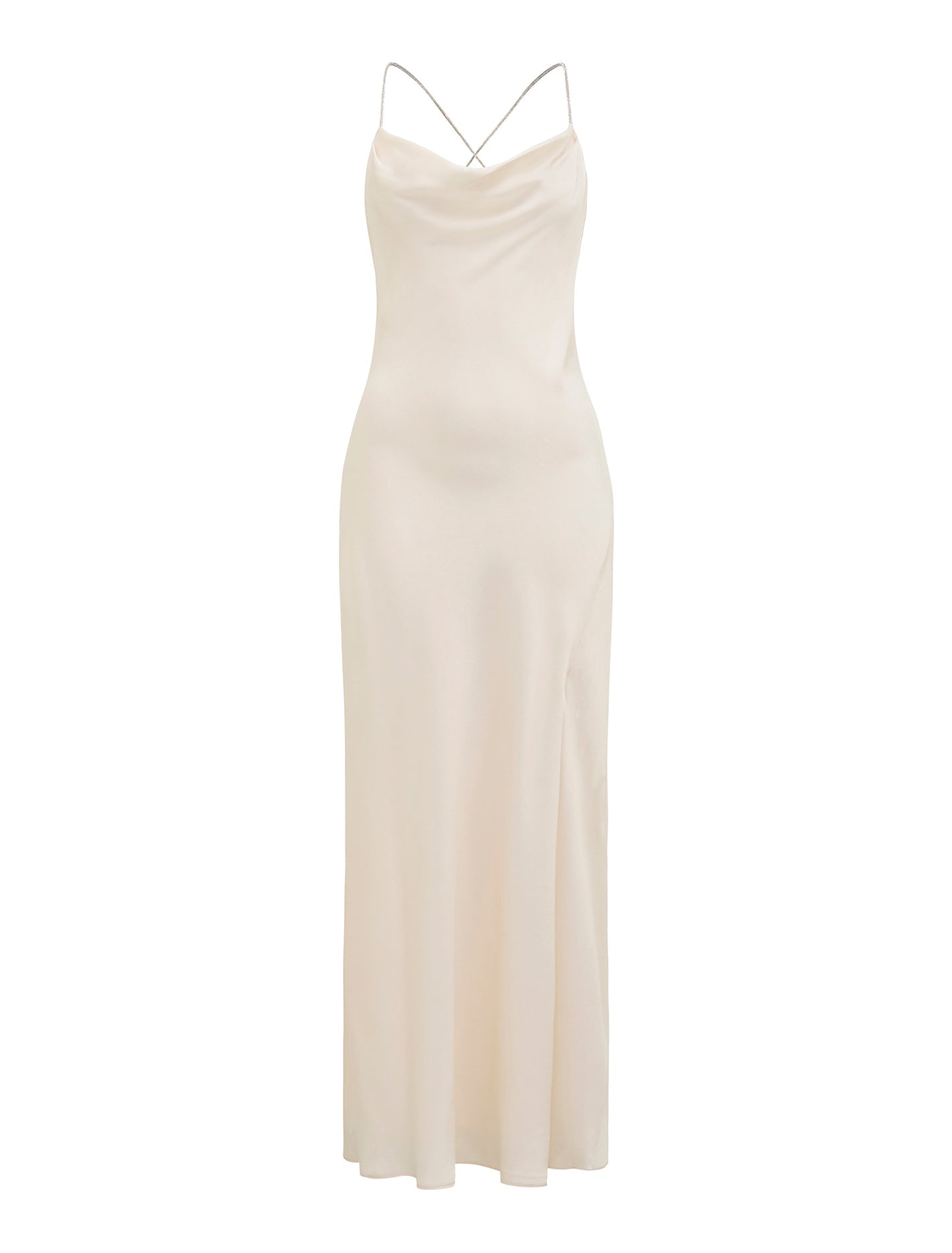 Hannah Diamante Strap Satin Dress Ivory_mannequin