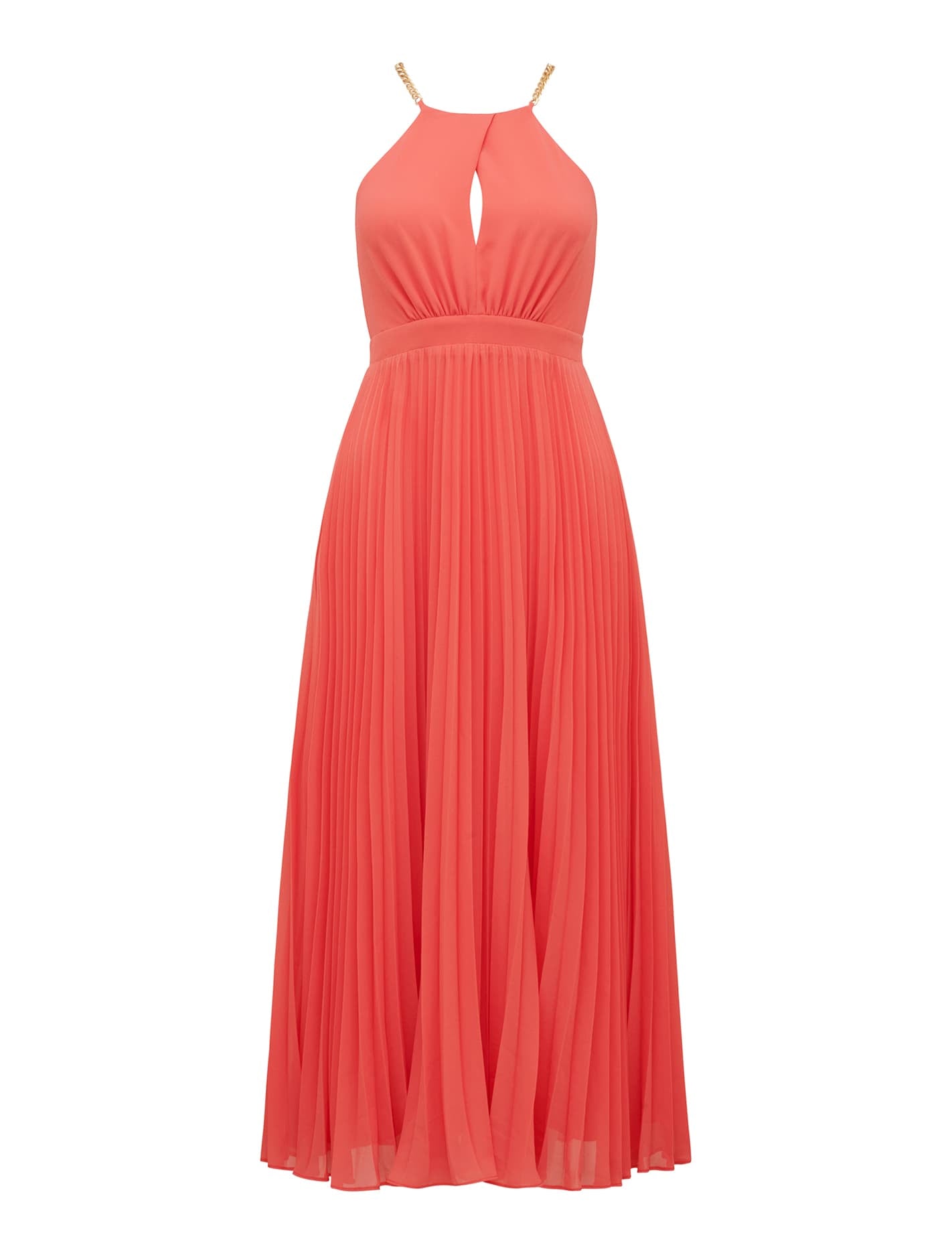 Chloe Petite Halter Midi Dress Coral Crush_mannequin