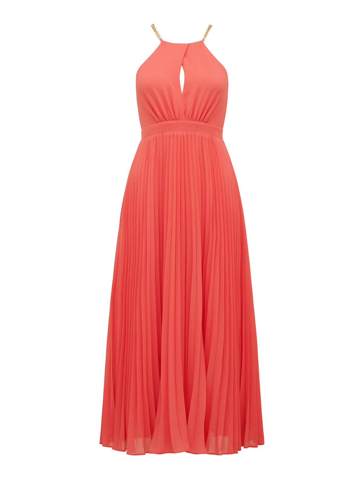 Chloe Petite Halter Midi Dress Coral Crush_mannequin