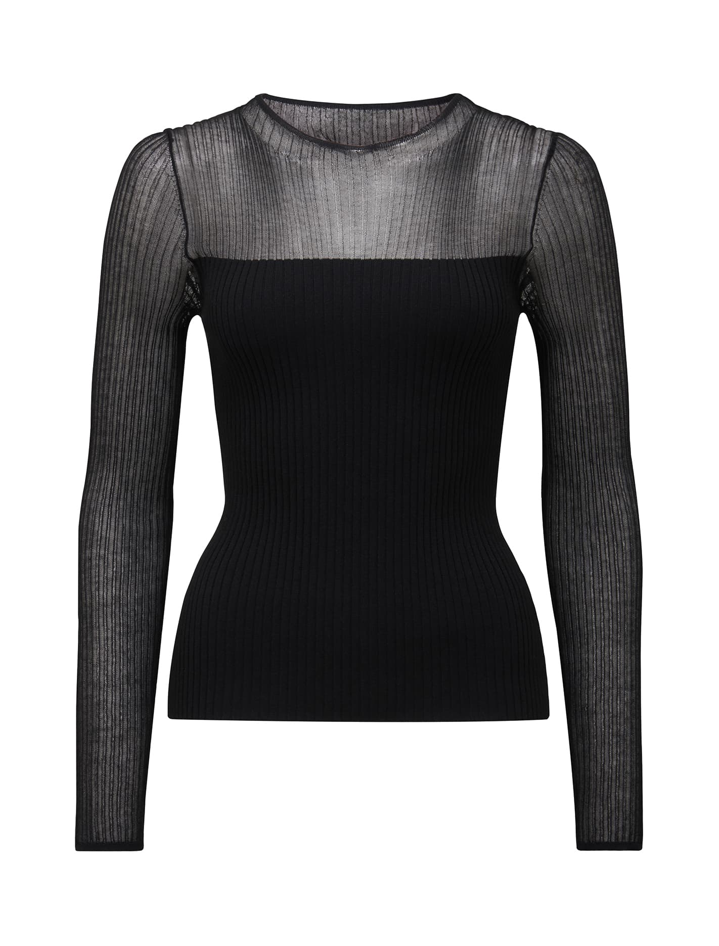Brooke Sheer Mix Knit Top Black_mannequin