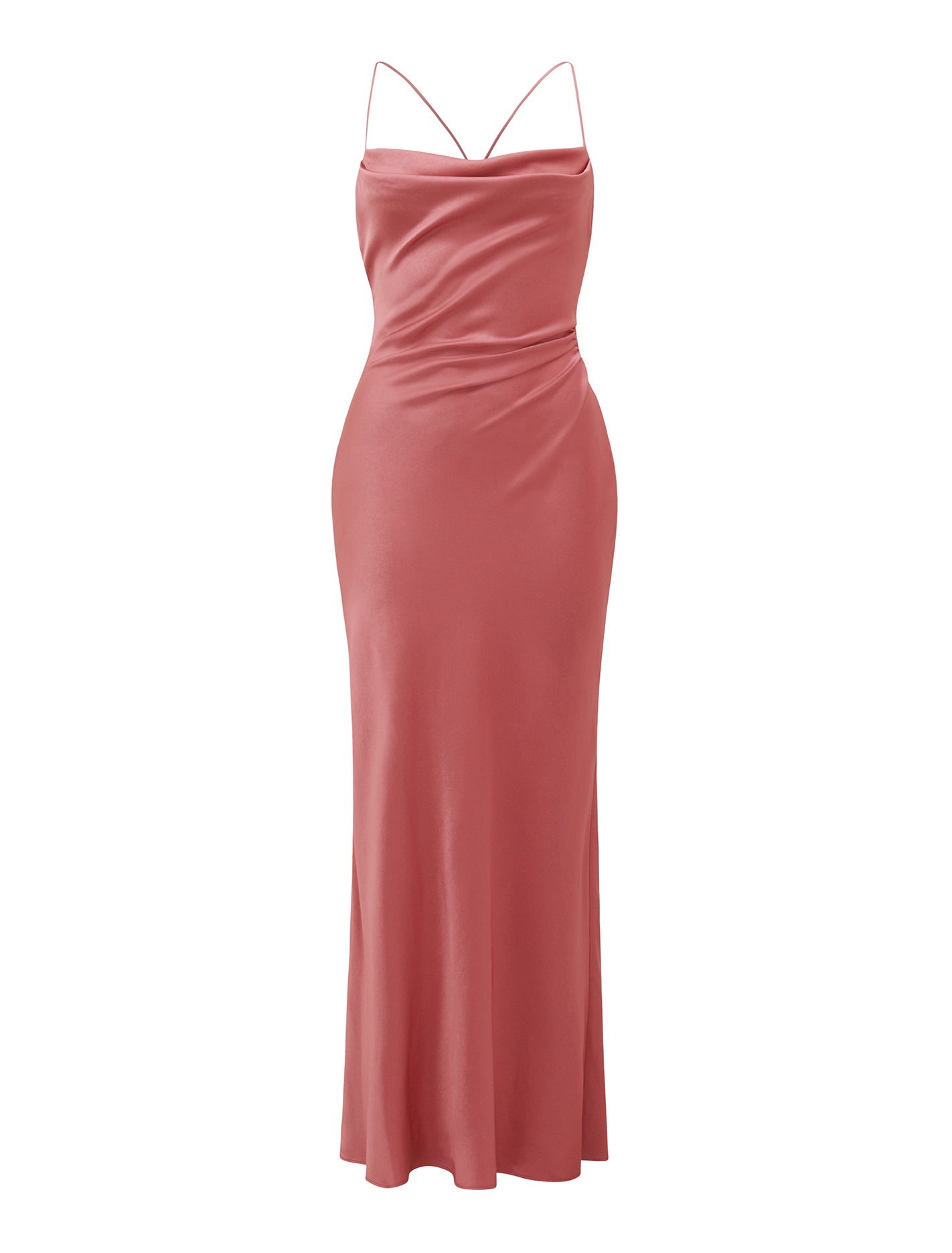 Ruby Petite Tie Back Satin Maxi Saturated Rose_mannequin