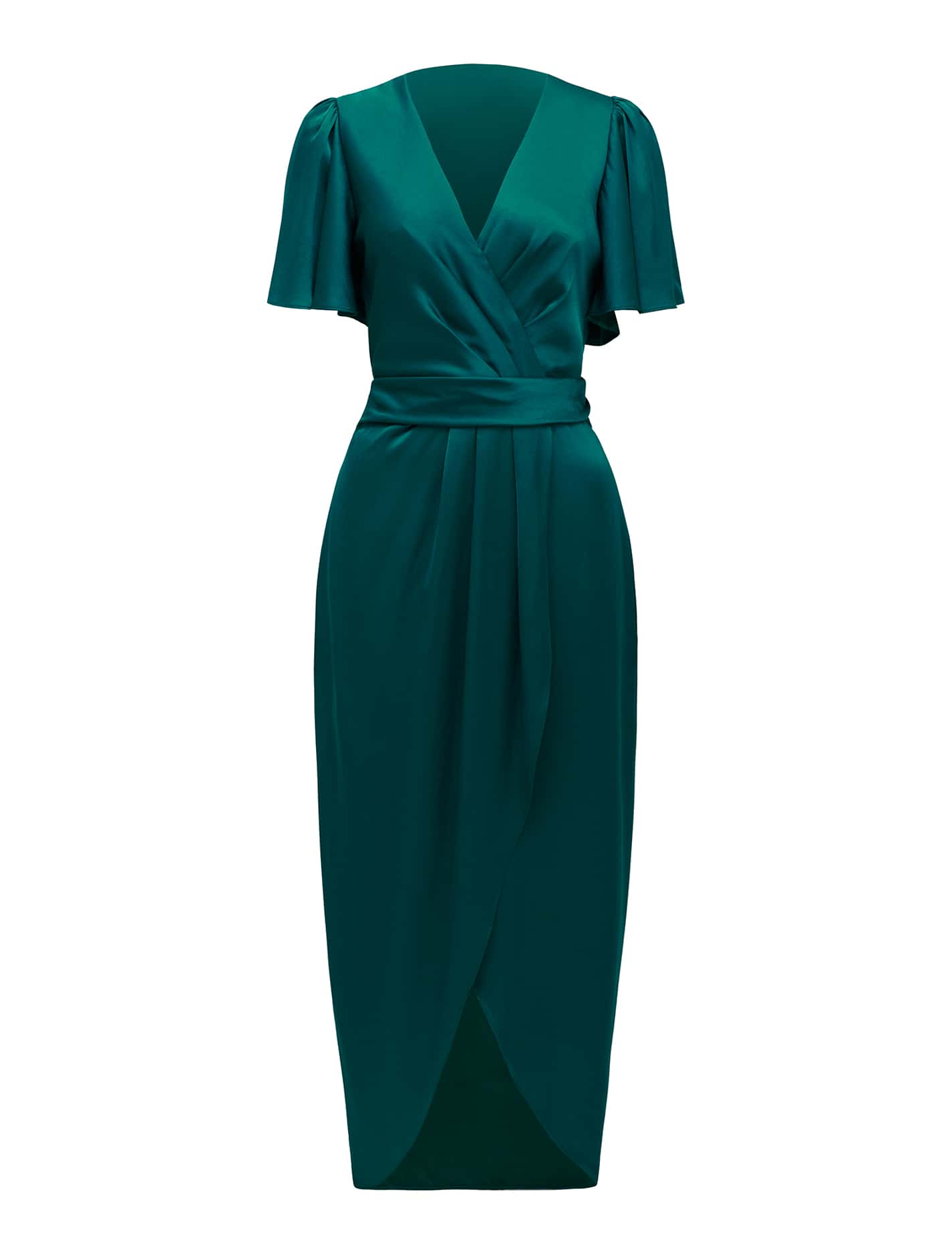 Estelle Flutter Sleeve Midi Dress Classic Teal_mannequin