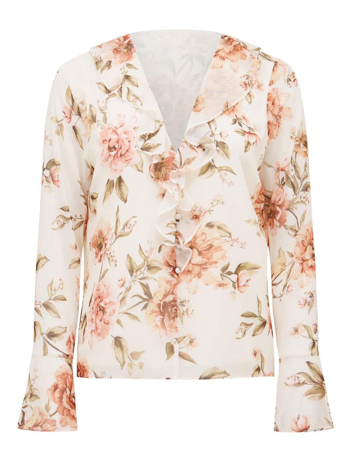 Ida Ruffle Blouse Blush Petra Floral_mannequin