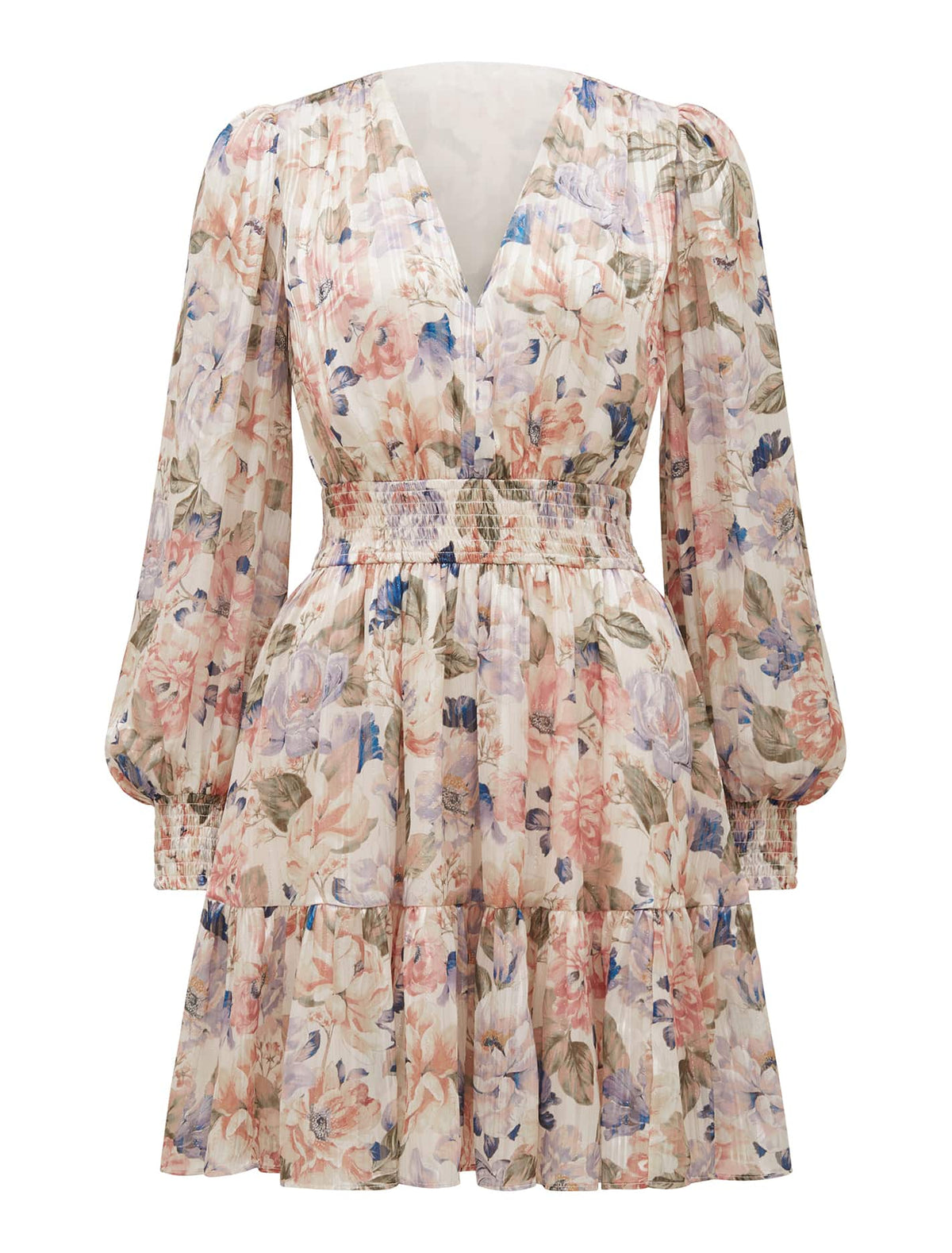 Joella V-neck Mini Dress Blue Colvin Floral_mannequin