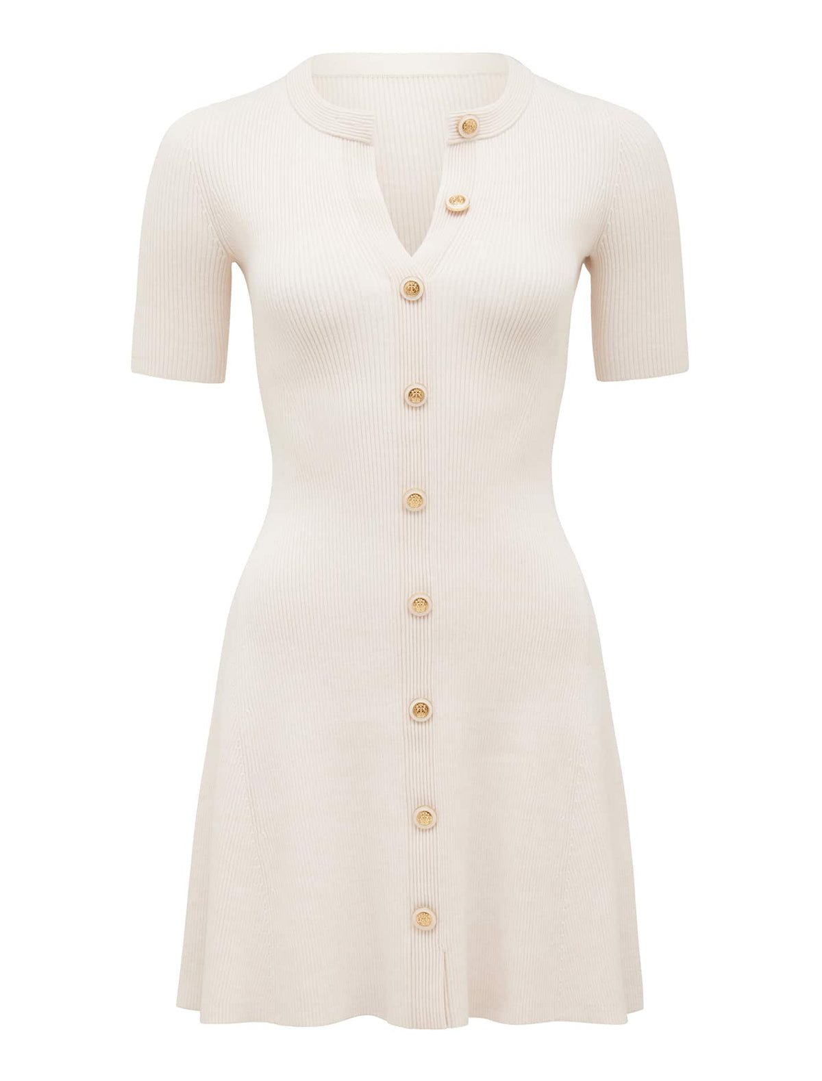 Jolie S/S Button Down Mini Knit Dress Cream_mannequin