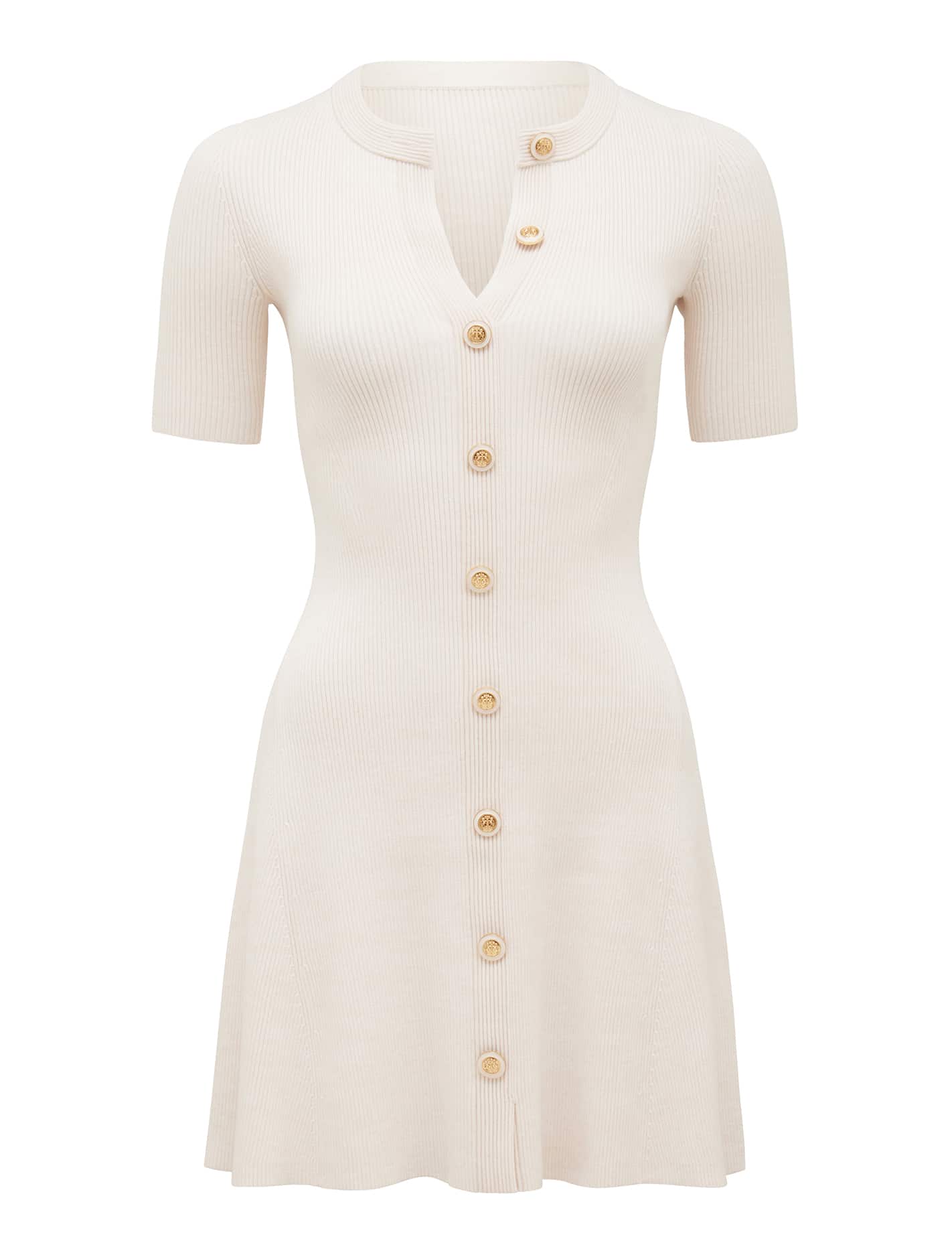 Jolie S/S Button Down Mini Knit Dress Cream_mannequin