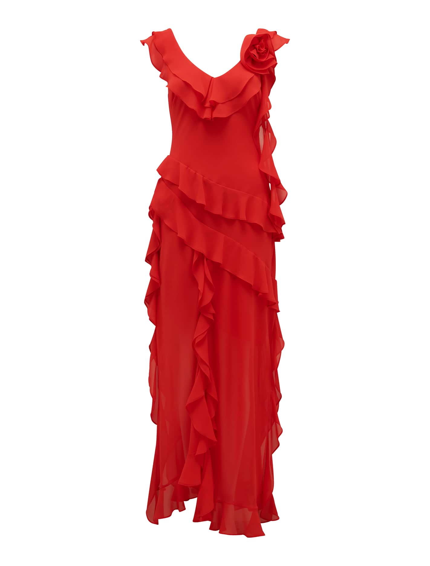 Olivia Ruffle Dress Chilli Red_mannequin