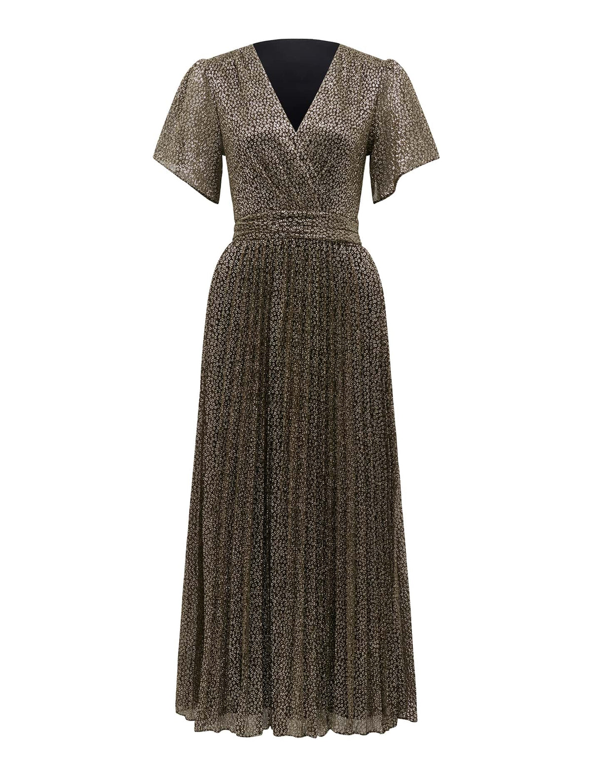 Short Sleeve Plisse Midi - Fabric booking Black & Gold_mannequin