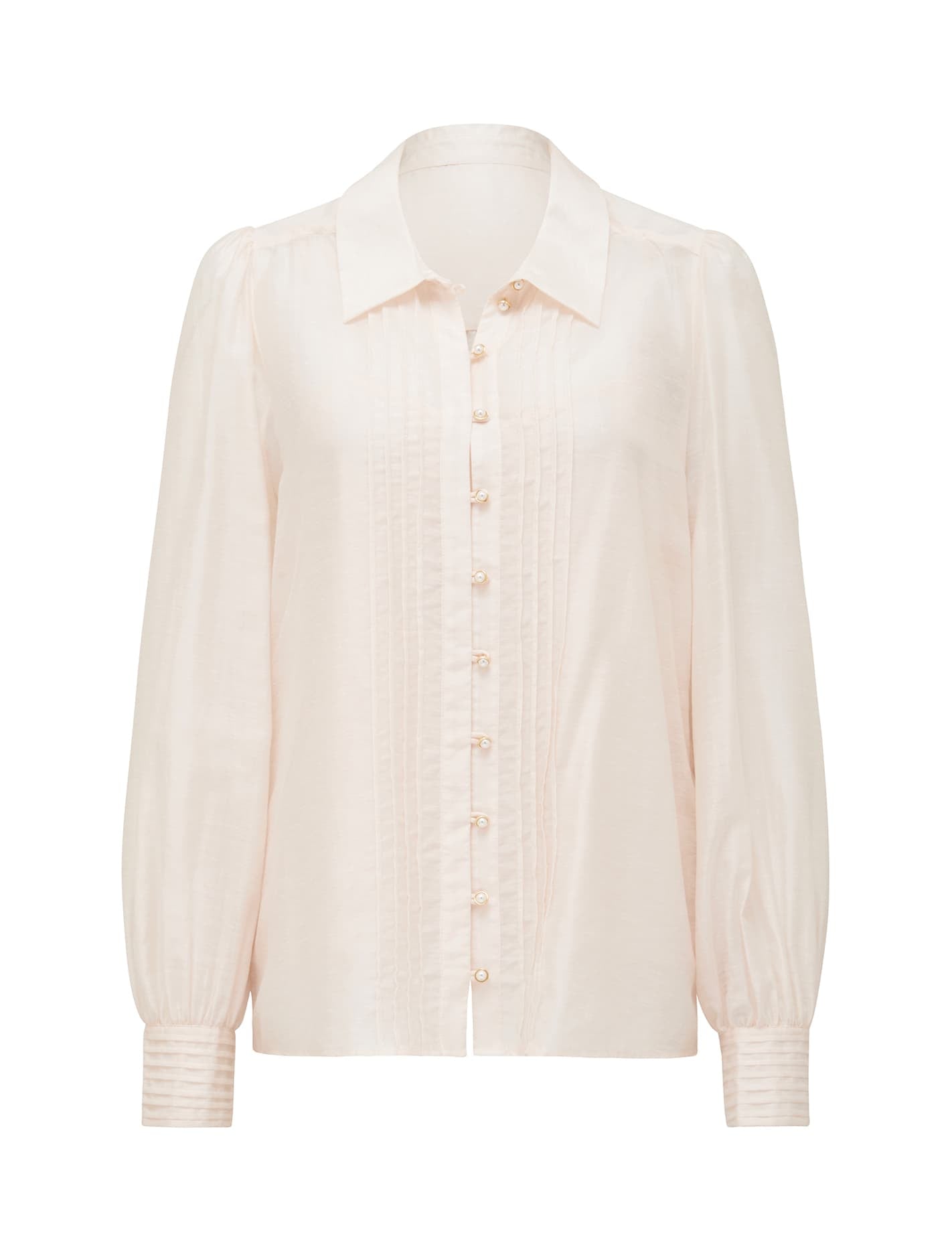 Hazel Pearl Button Pintuck Shirt Neutral_mannequin