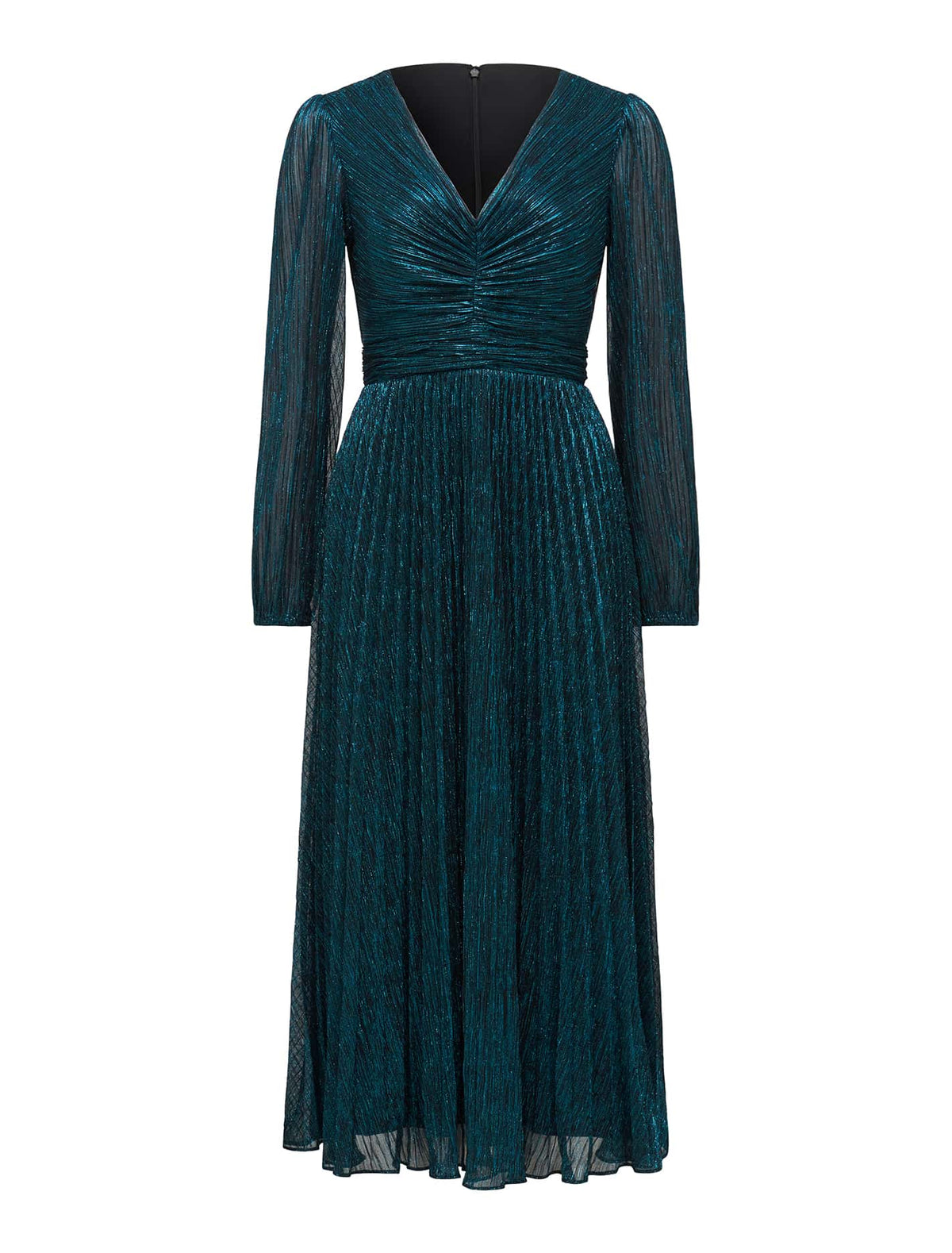 Brooklyn Petite Pleated Plisse Midi Teal_mannequin