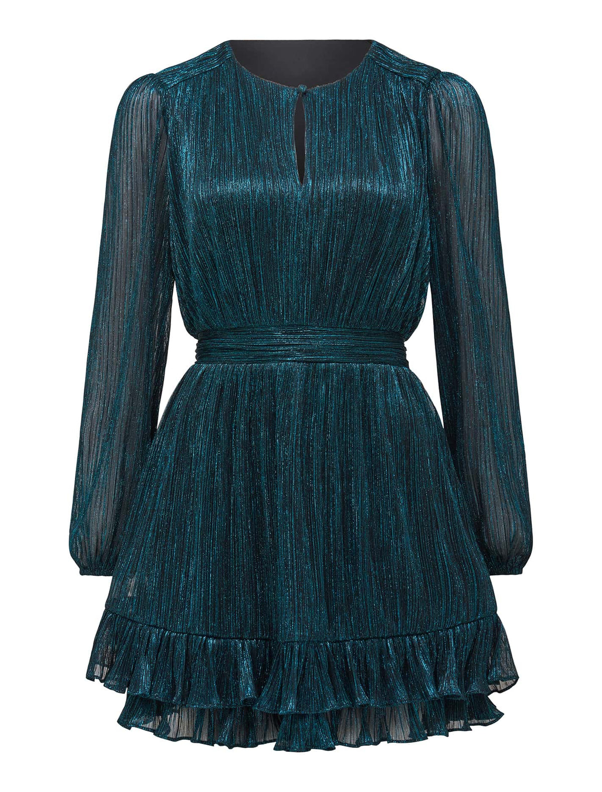 Goldie Petite Plisse Mini Teal_mannequin