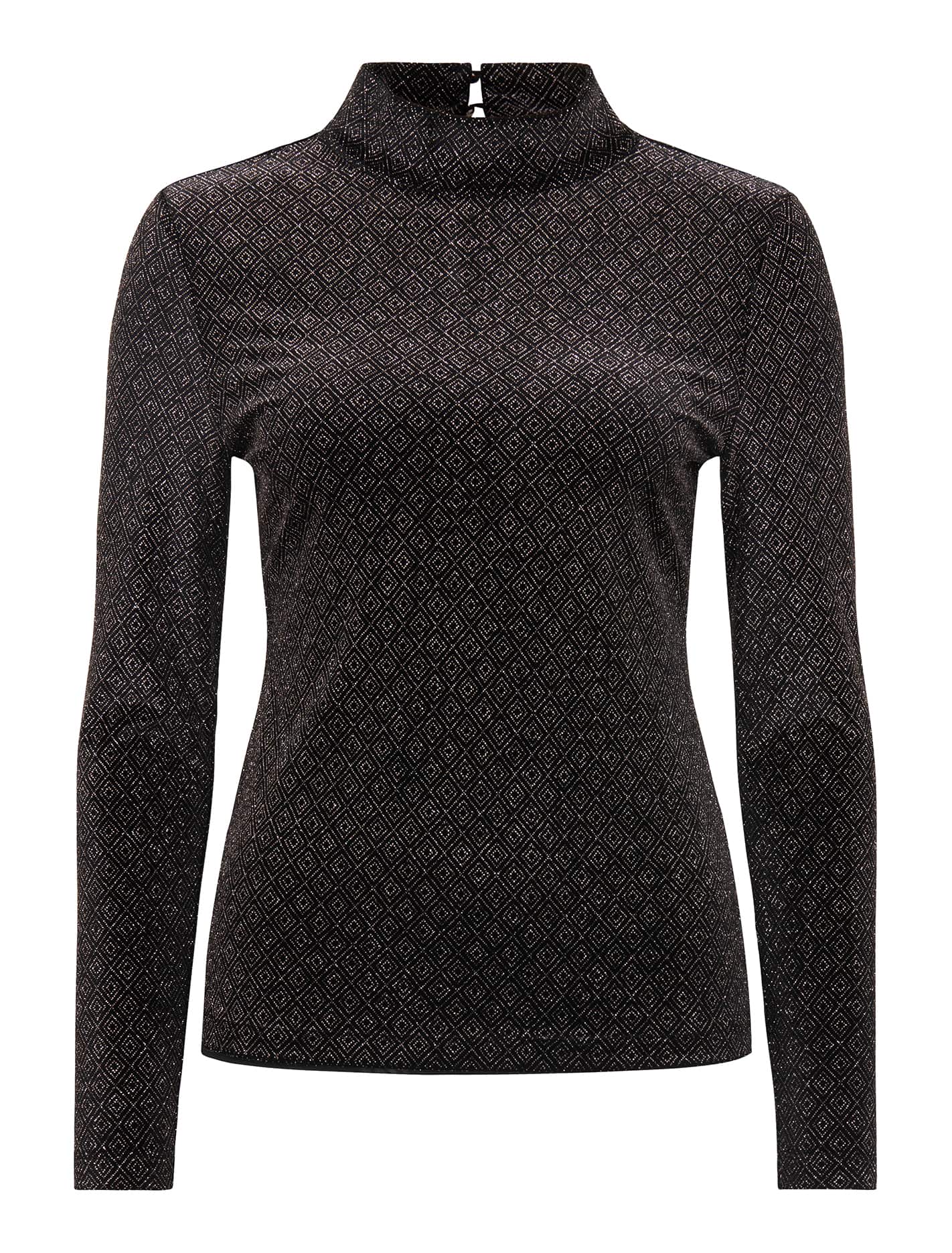 Marina Velvet High Neck Top Black Geo Metallic_mannequin