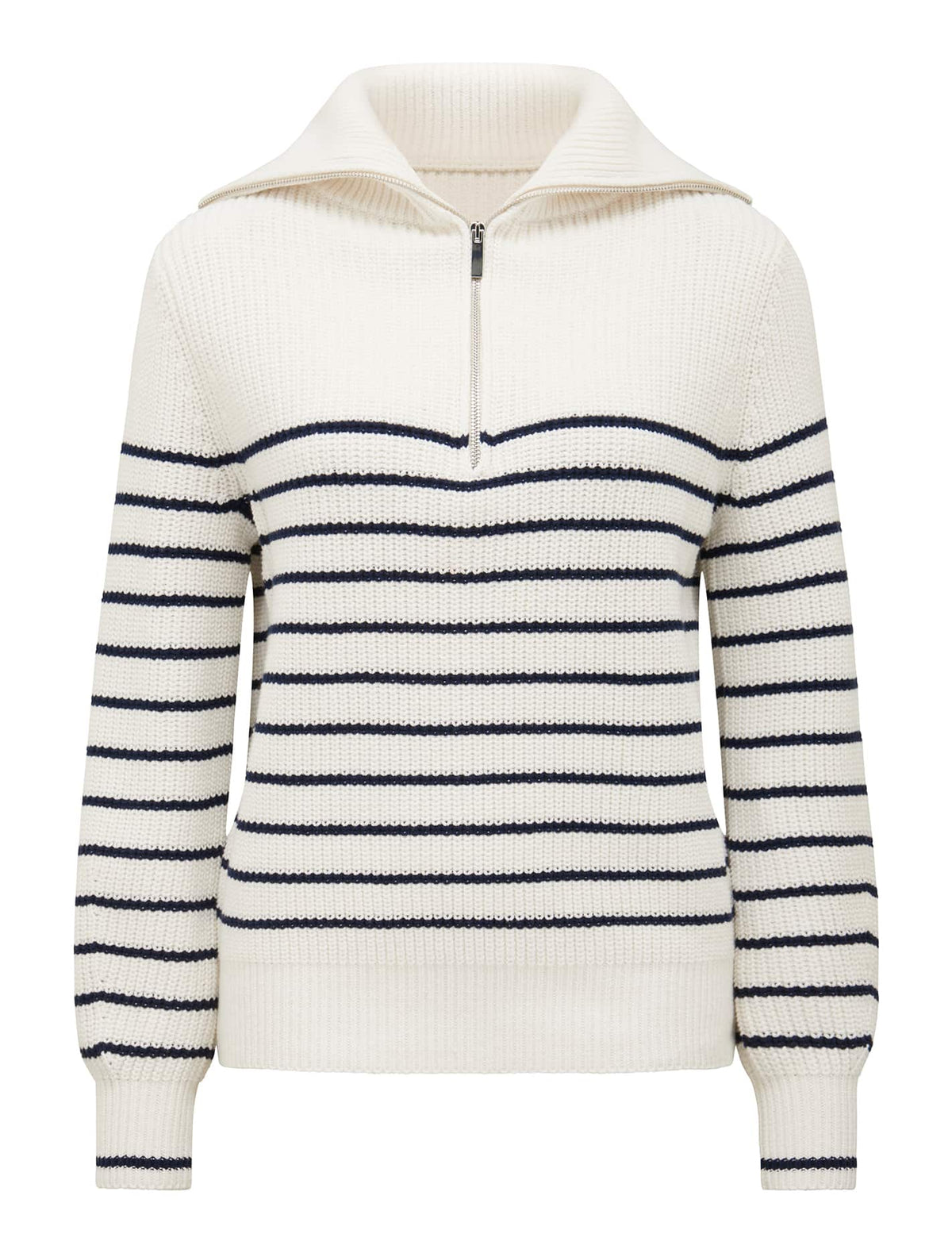 Danielle Quarter Zip Knit Jumper Cream/ Navy Stripe_mannequin