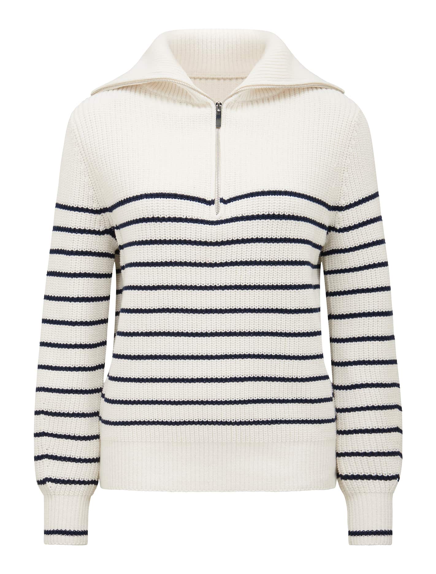 Danielle Quarter Zip Knit Jumper Cream/ Navy Stripe_mannequin