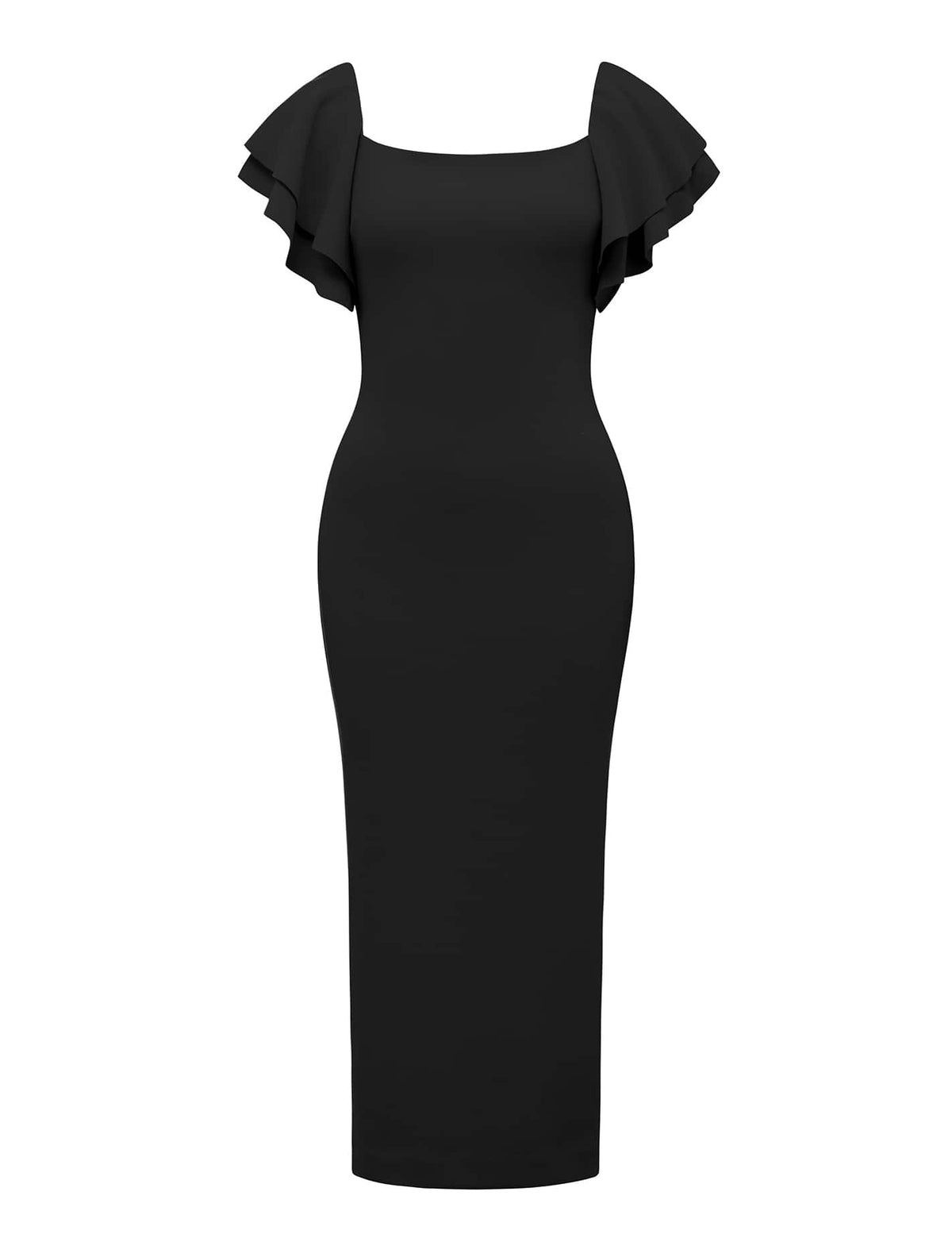 Kiki Frill Sleeve Bodycon Black_mannequin