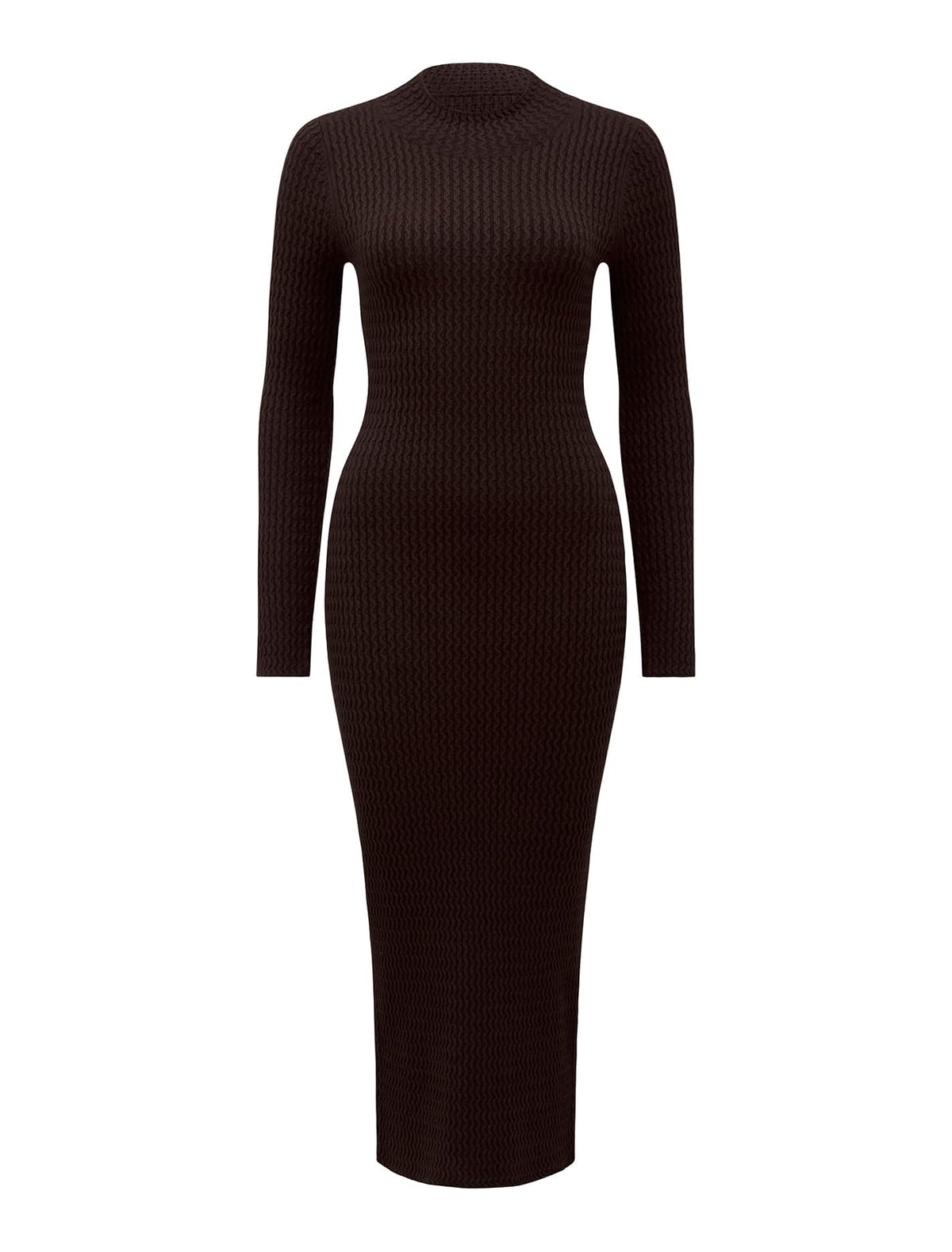 Georgia Petite Textured Knit Dress Chocolate_mannequin