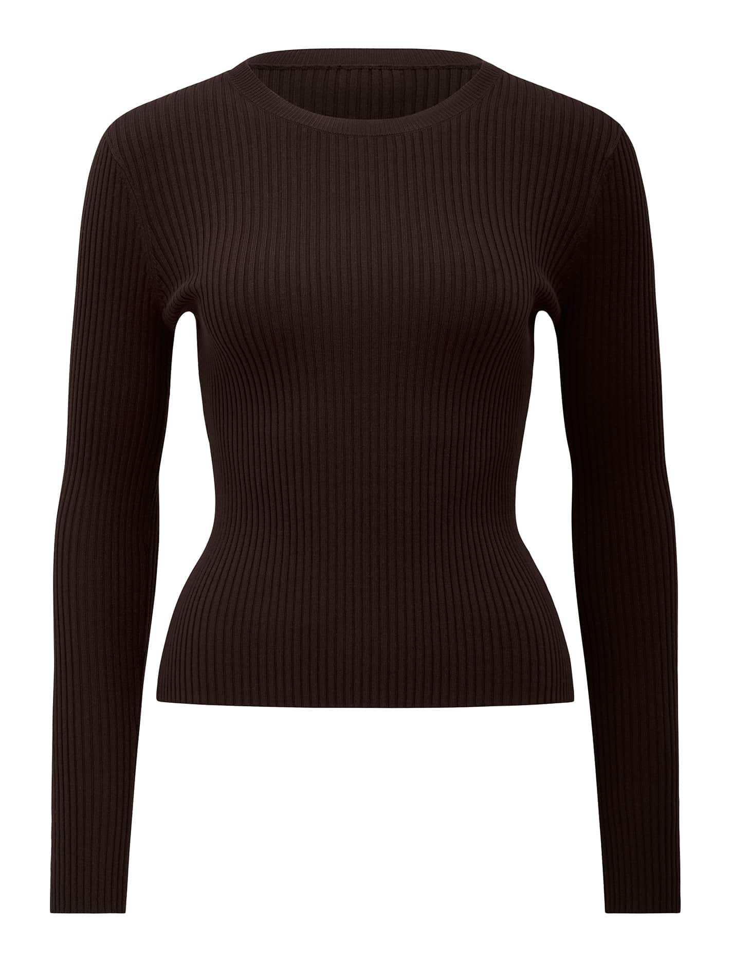 Sienna Petite Rib Knit Top Chocolate_mannequin