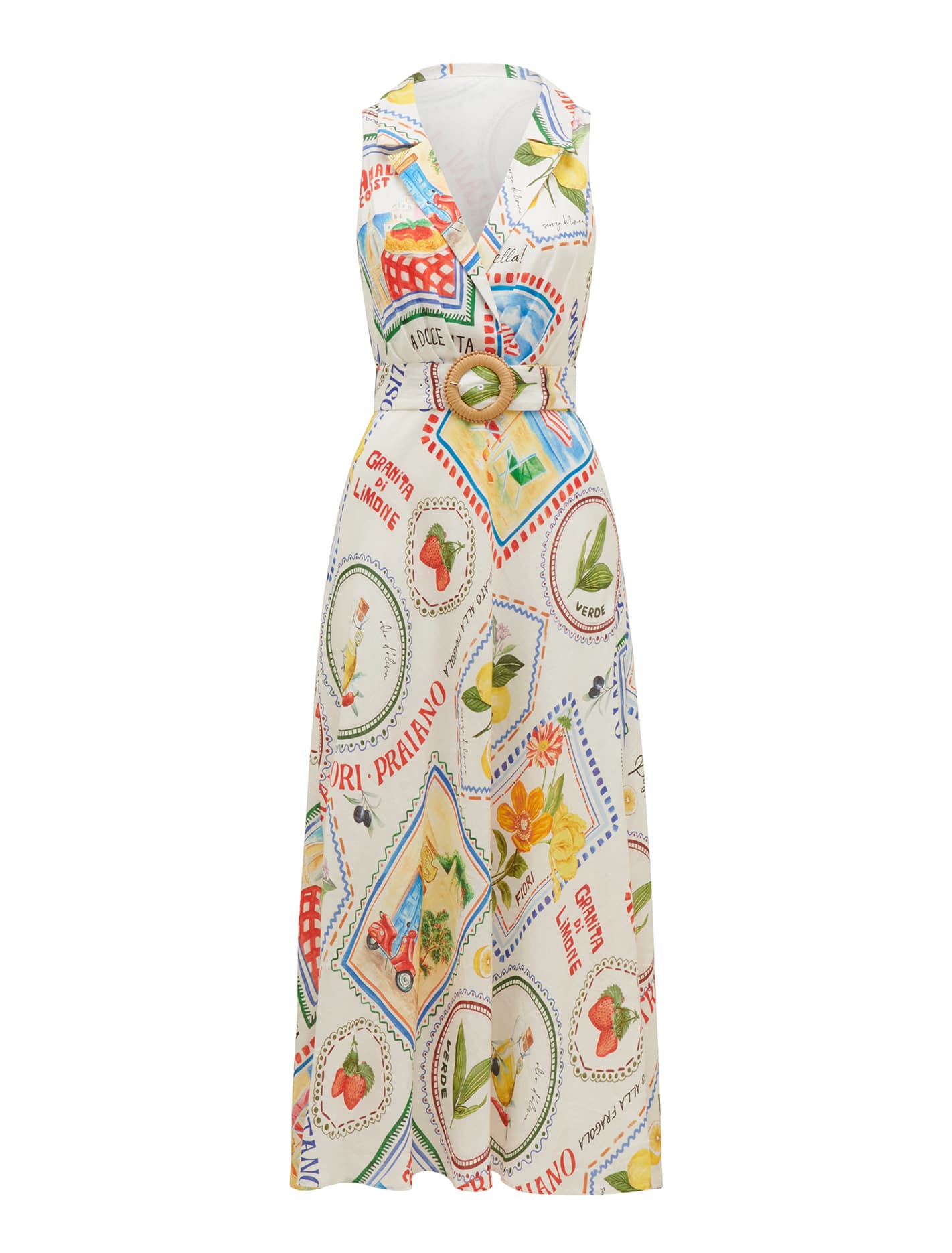 Paulina Collar Detail Belted Midi Amalfi Postcards_mannequin
