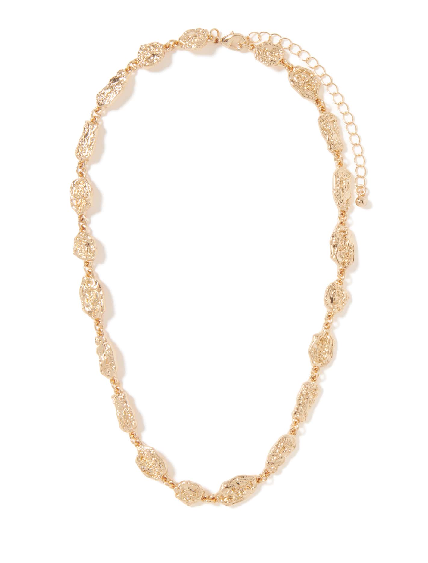 Signature Priscilla Textured Disc Necklace Gold_mannequin