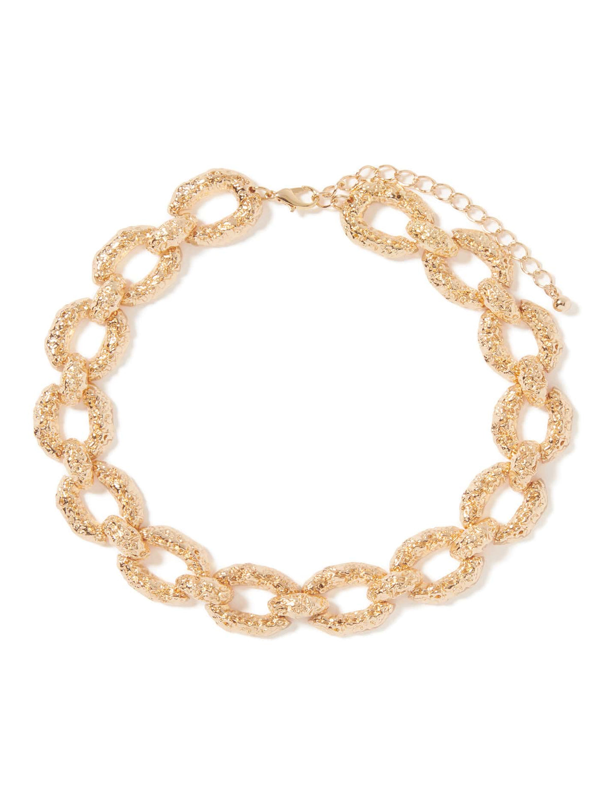 Signature Tabitha Textured Link Necklace Gold_mannequin