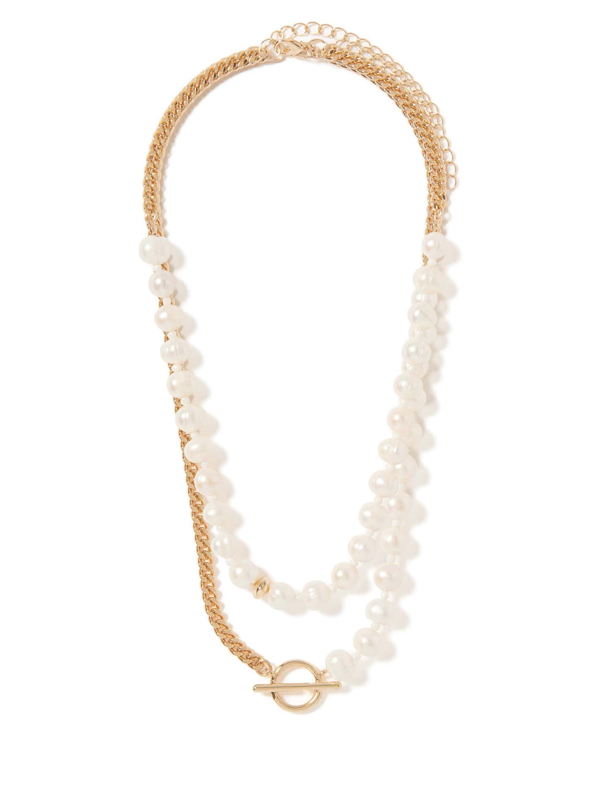 Signature Tamsin Double Glass Pearl Necklace Pearl & Gold_mannequin