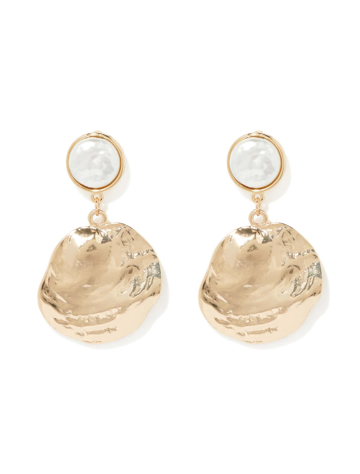 Signature Alegra Textured Pearl Disc Earring Pearl & Gold_mannequin