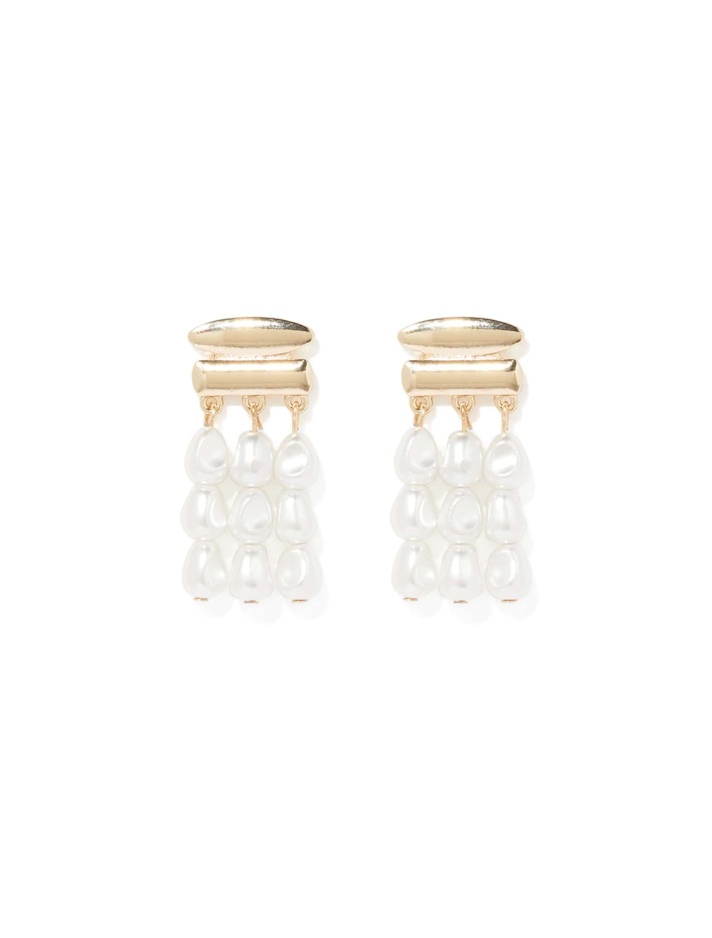 Signature Zamora Pearl Drop Statement Earring Pearl & Gold_mannequin