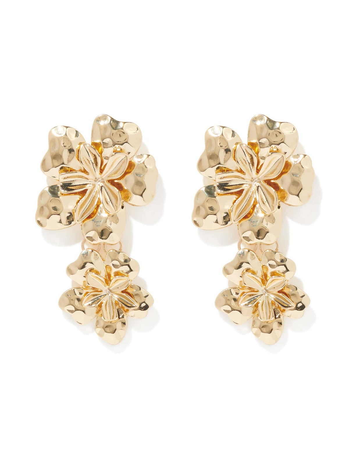 Signature Laila Statement Metal Flower Earring Gold_mannequin