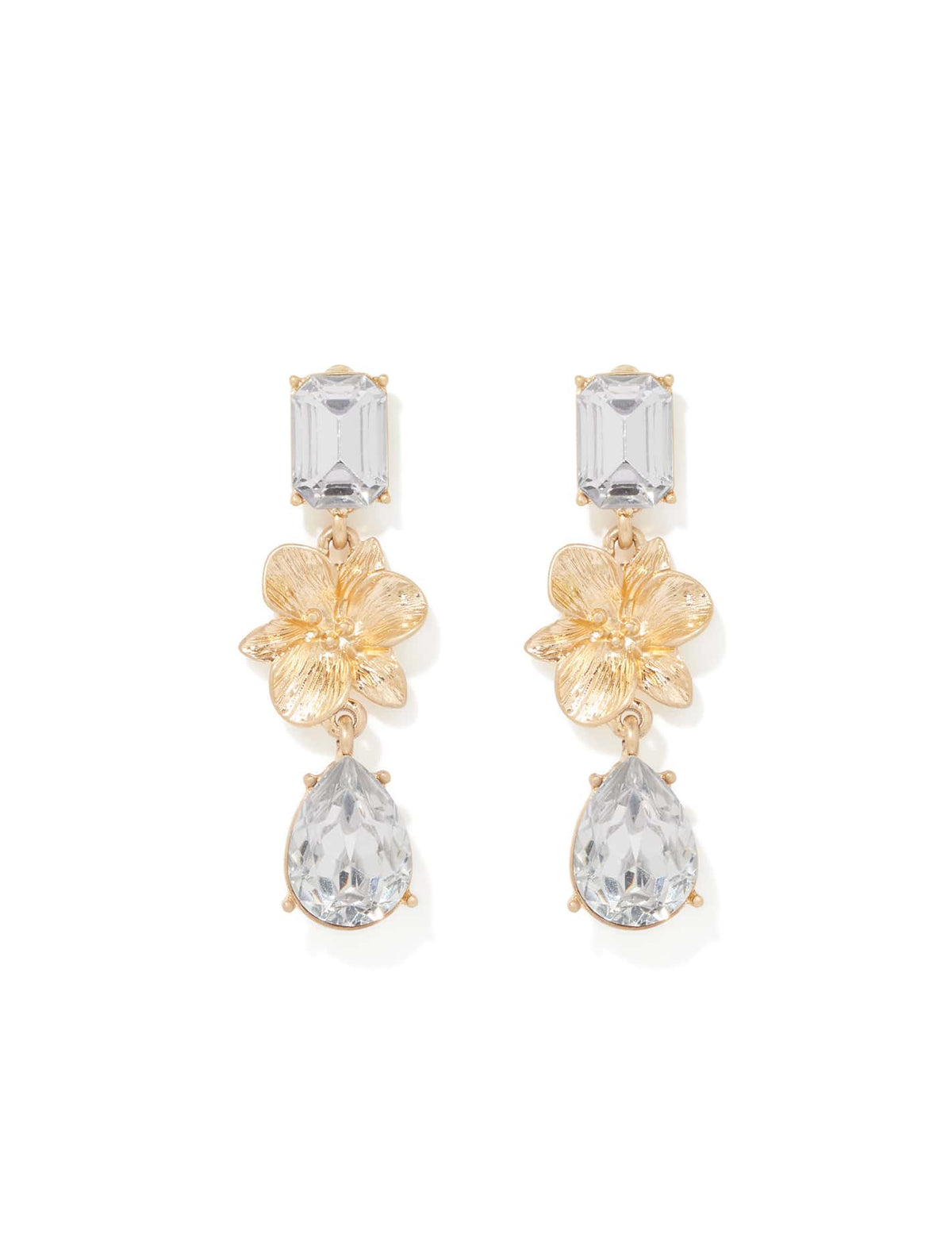 Signature Blythe Glass Flower Drop Earring Gold / Crystal_mannequin