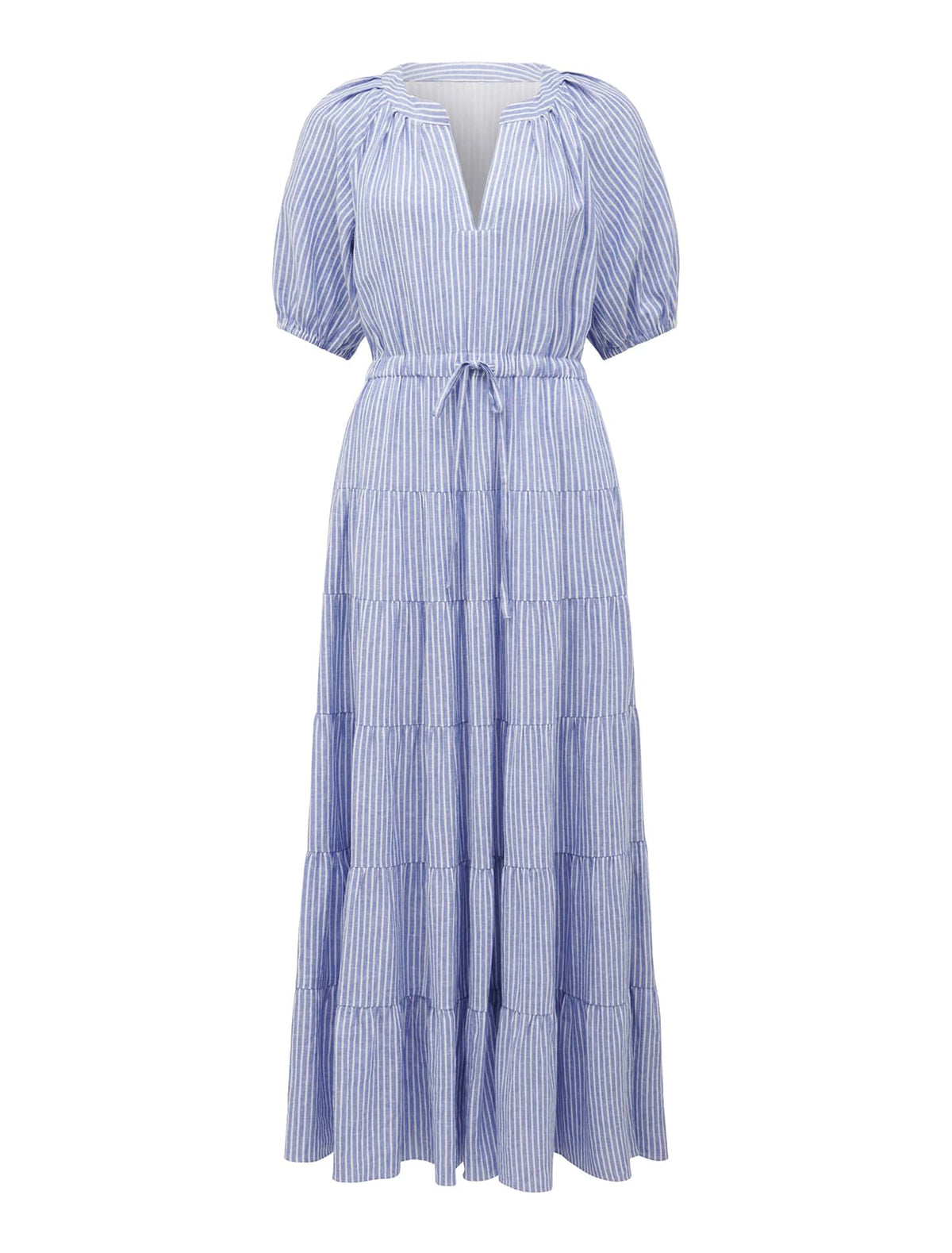 Gabbie Tiered Midi Blue Stripe_mannequin
