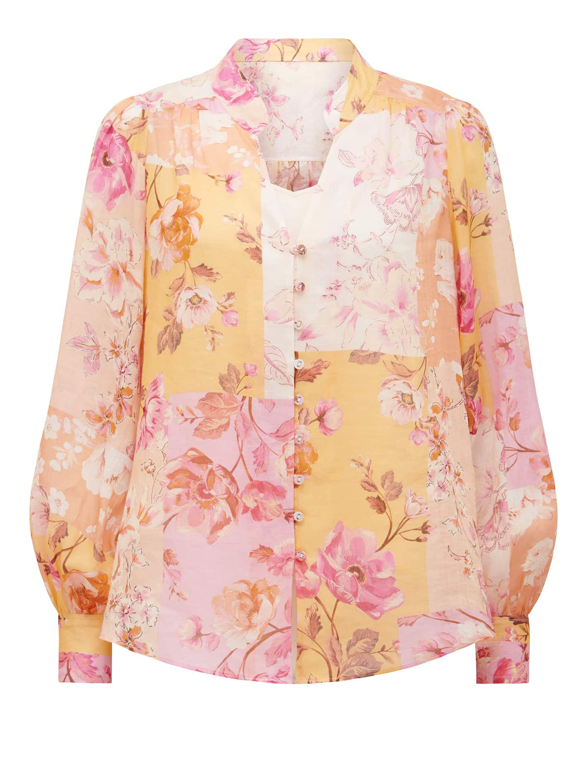 Delia Yoke Detail Blouse Amora Patchwork_mannequin