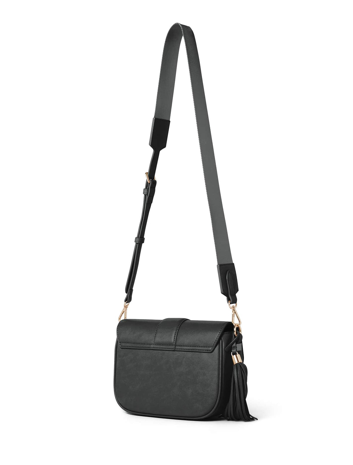Thea Tassel Saddle Bag - Signature Black_mannequin